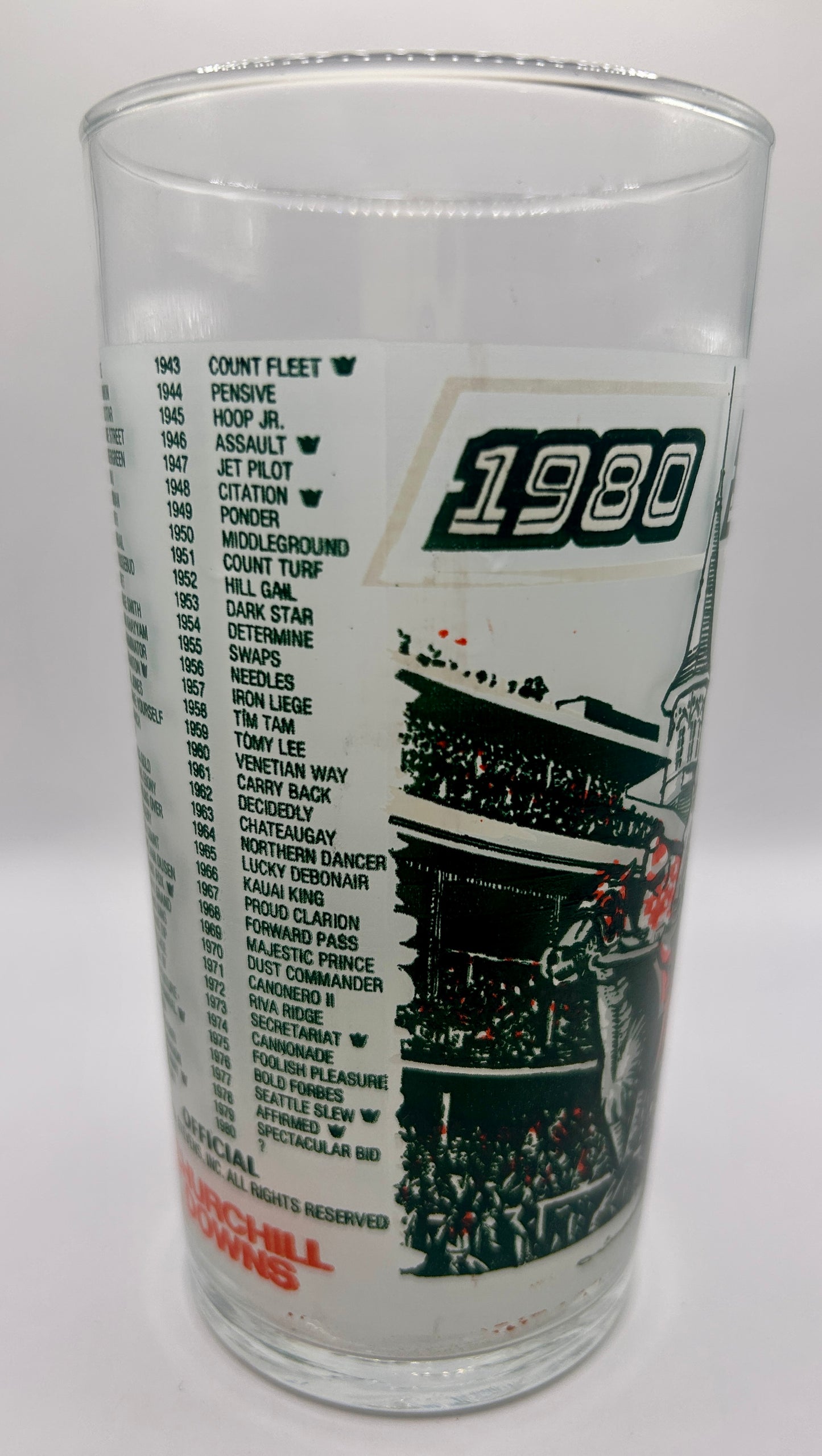 1980 Kentucky Derby Glass - Green Screen