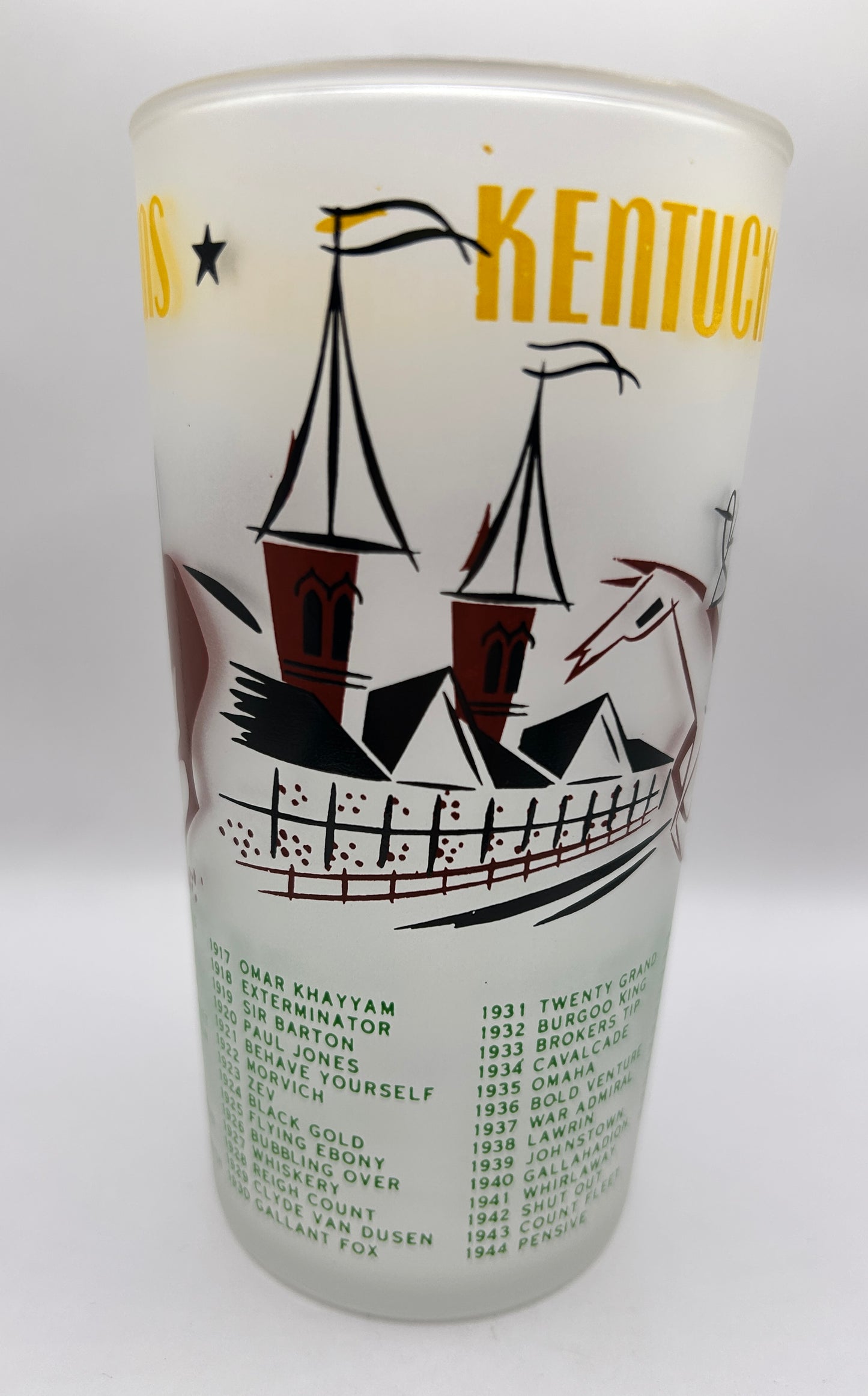 1956 Kentucky Derby Glass: 2 Stars, 3 Tails