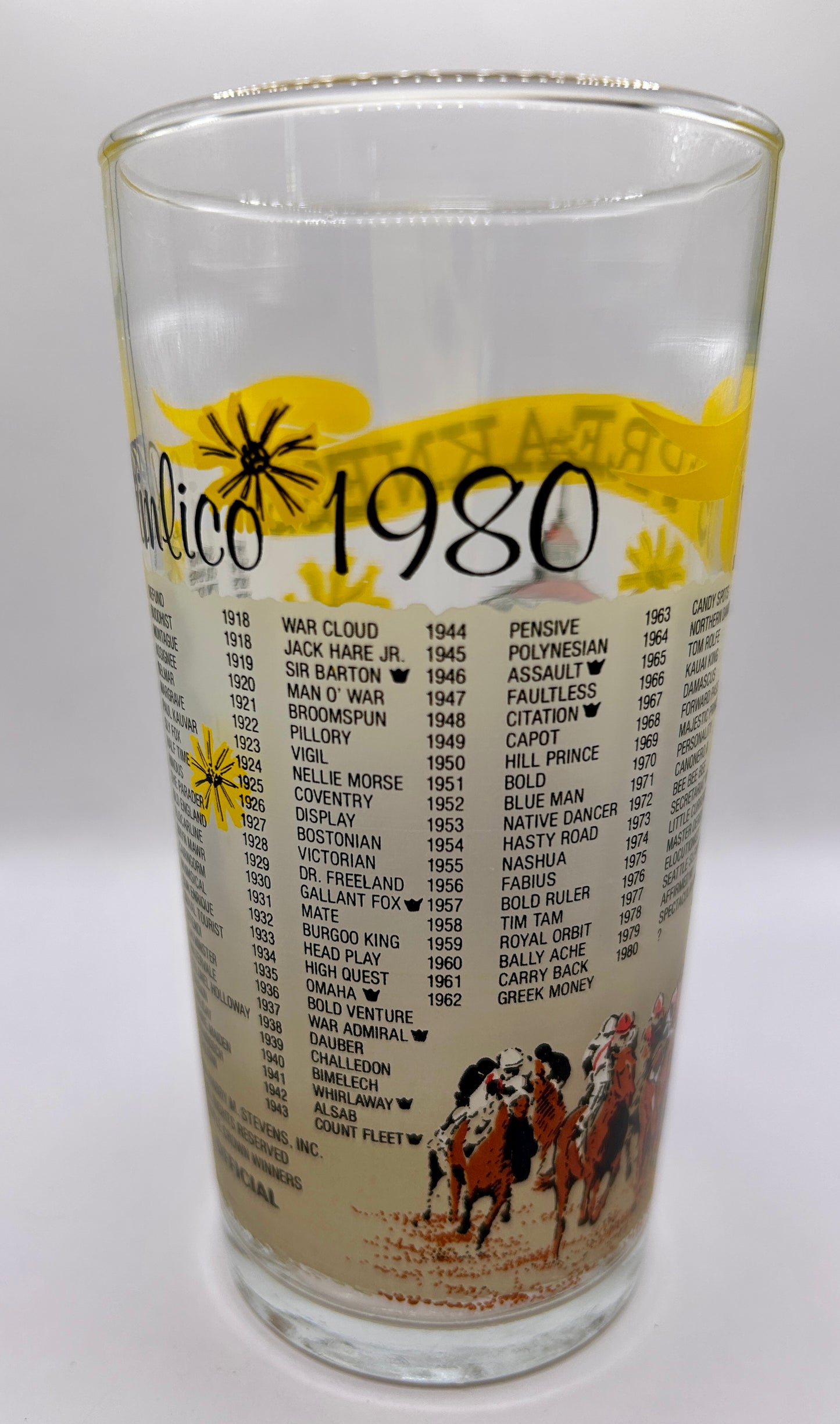 1980 Preakness Stakes Glass