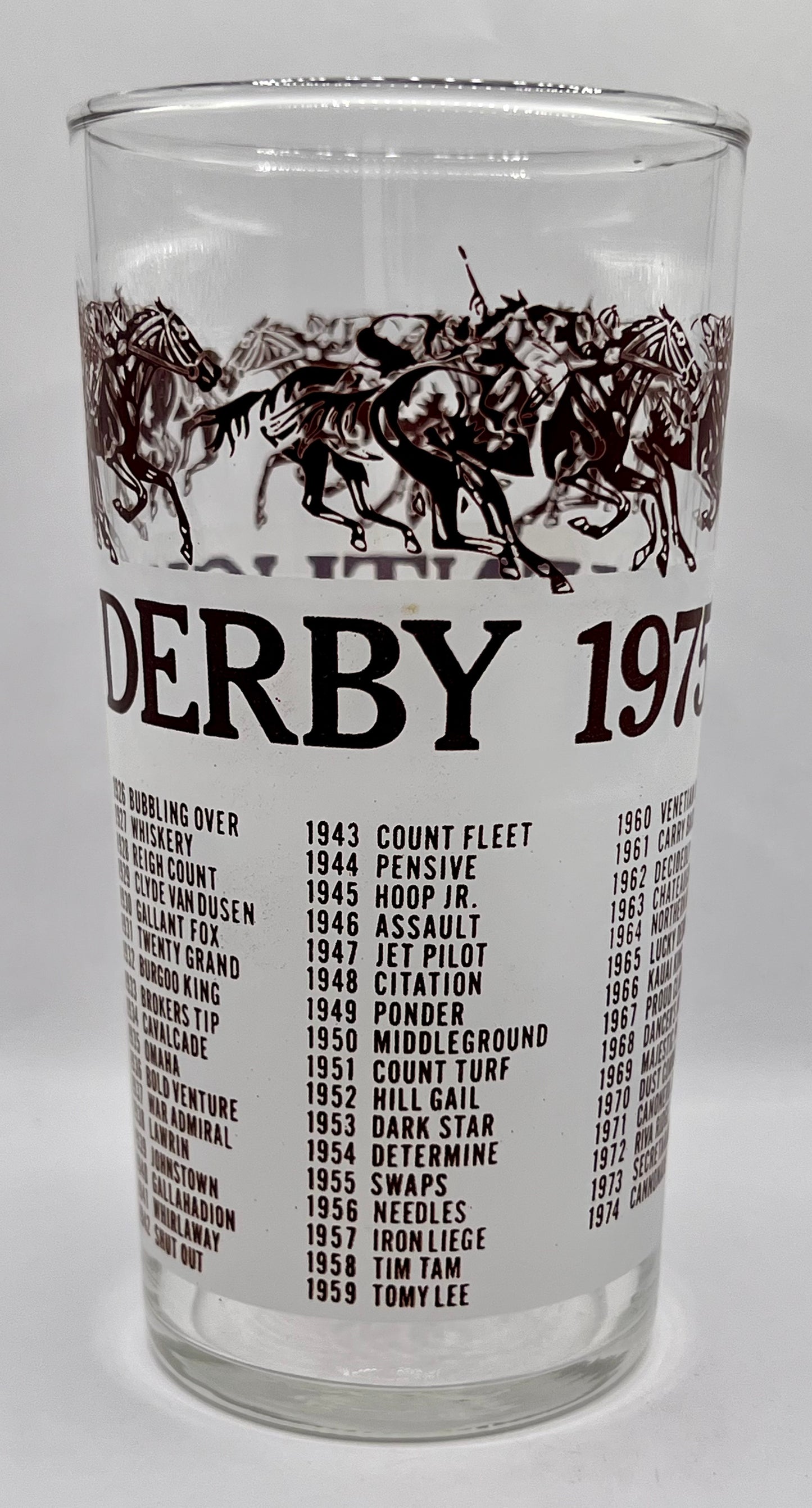 1975 Unofficial Kentucky Derby BAR Glass