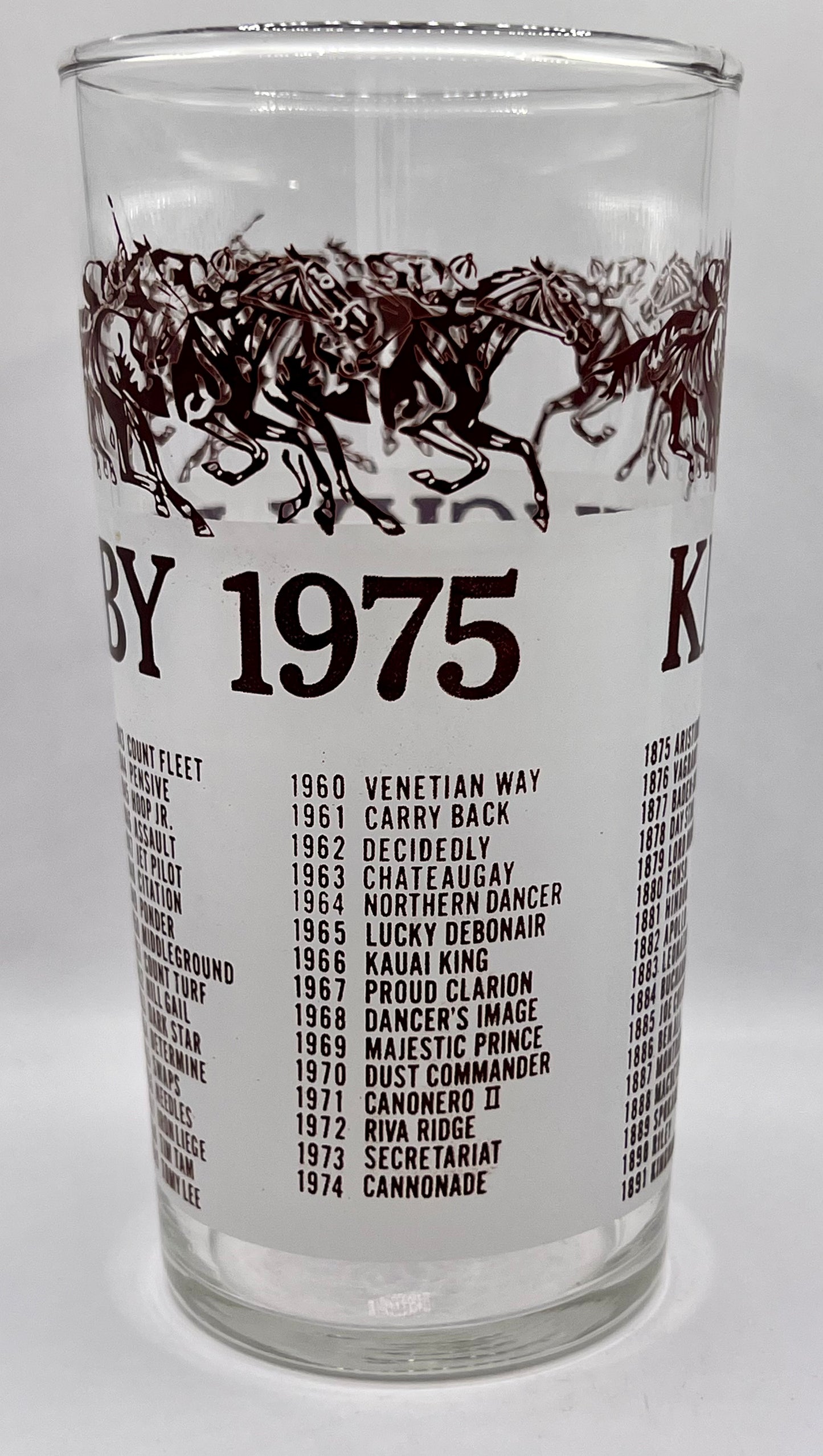 1975 Unofficial Kentucky Derby BAR Glass