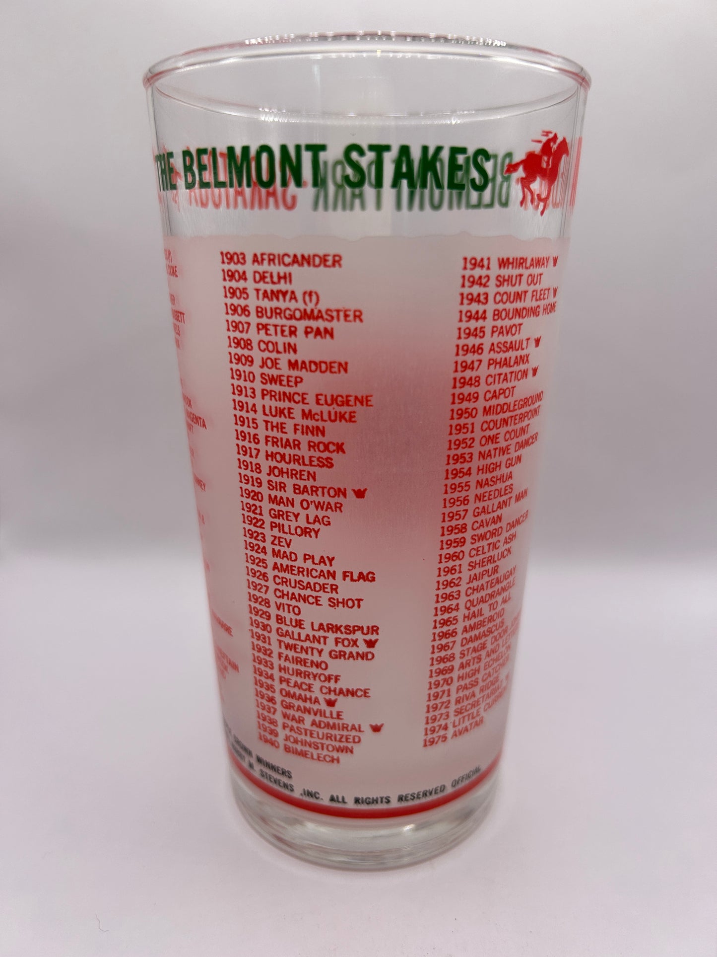 1976 Belmont Stakes Glass
