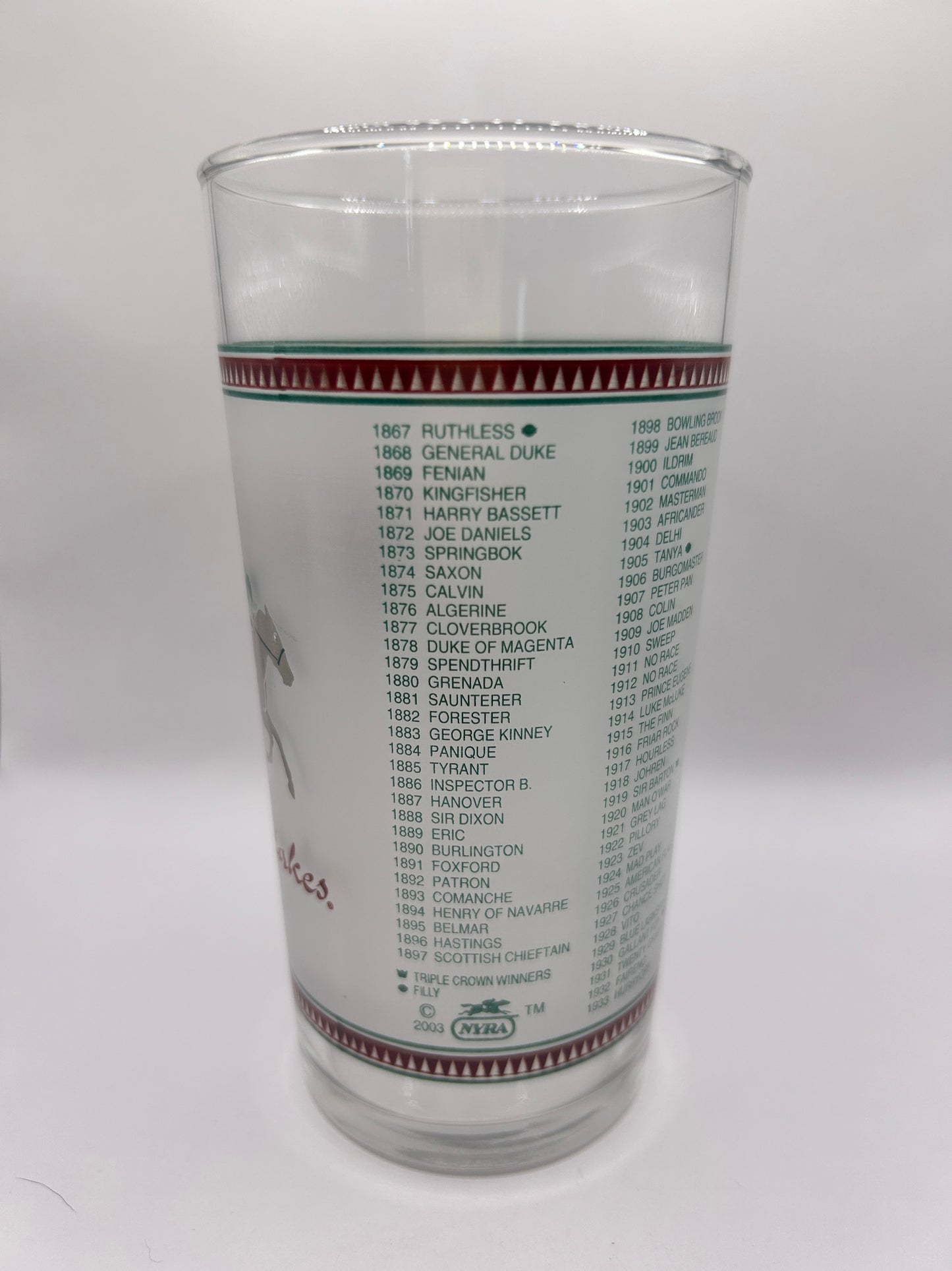 2003 Belmont Stakes Glass