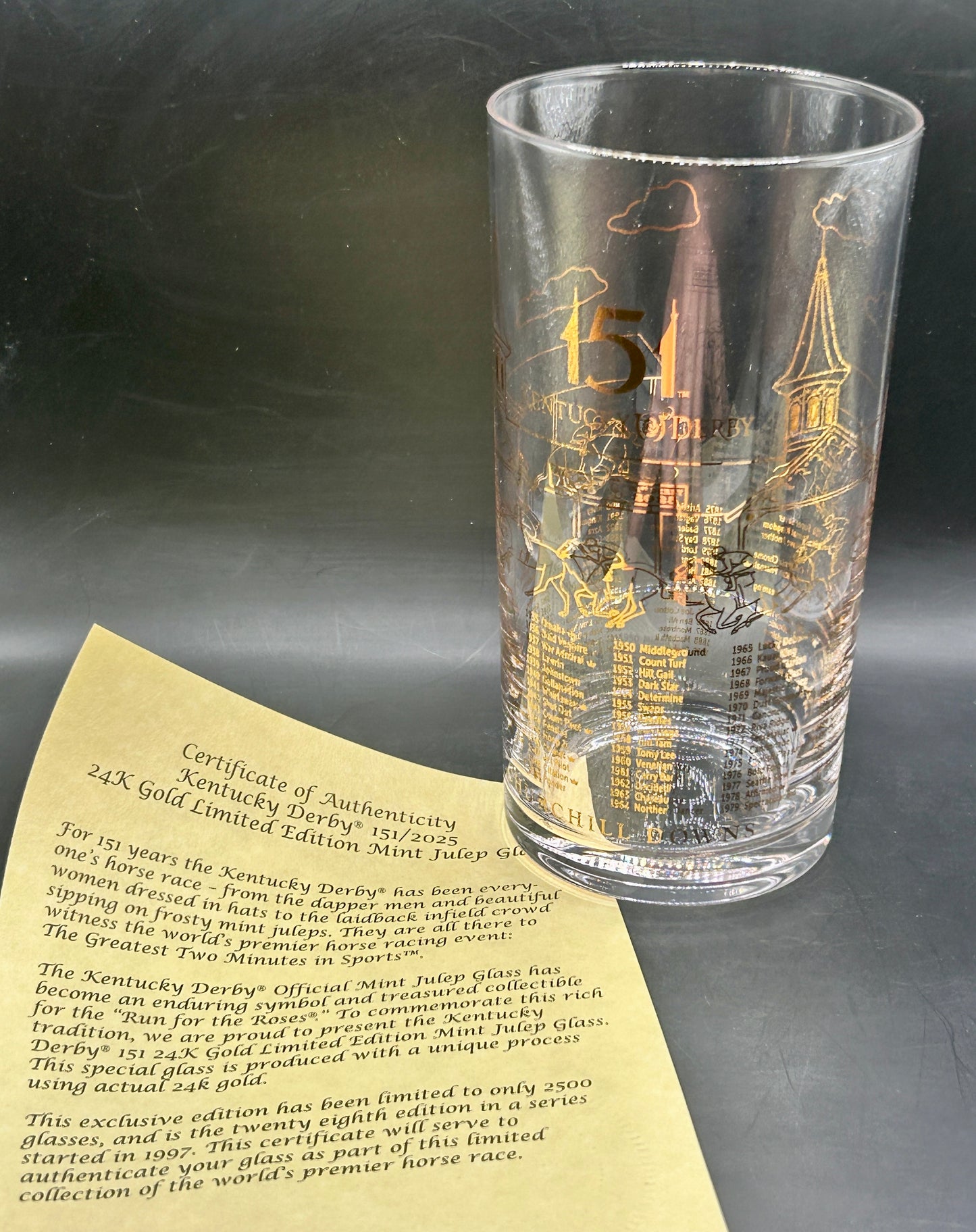 2025, 151st Kentucky Derby Gold Glass