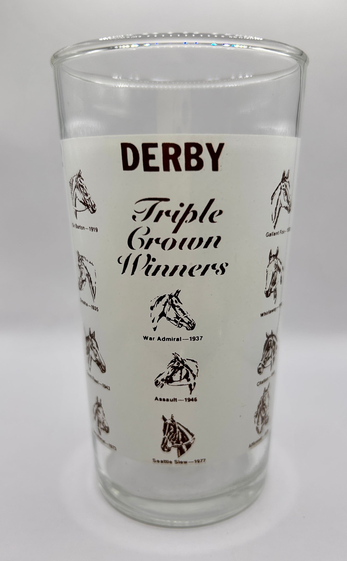 1982 Unofficial Triple Crown Winner BAR Glass