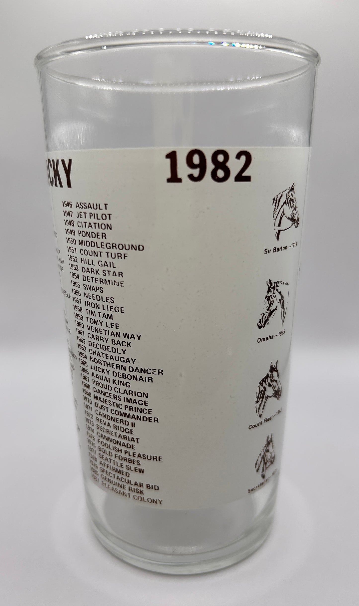 1982 Unofficial Triple Crown Winner BAR Glass