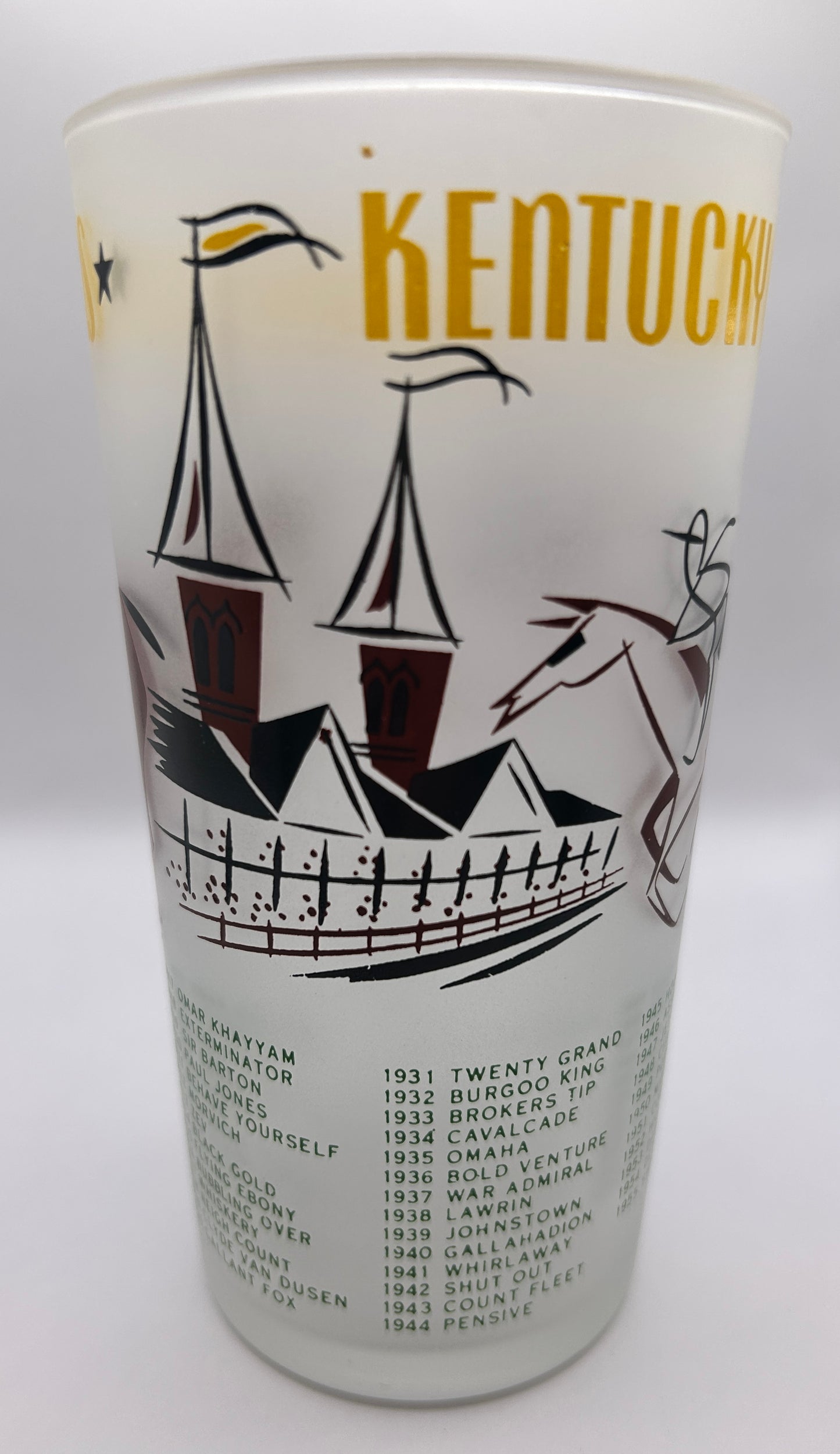 1956 Kentucky Derby Glass: 1 Stars, 2 Tails