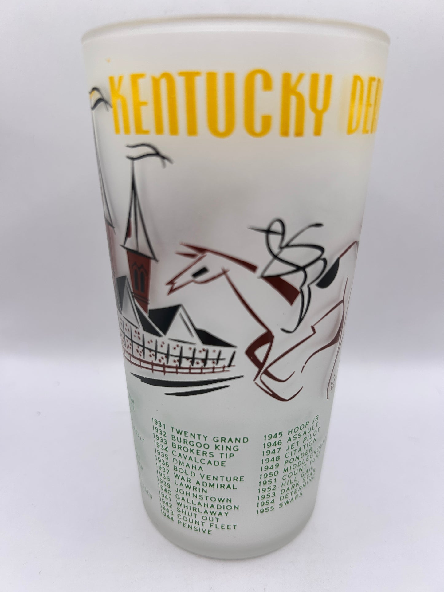 1956 Kentucky Derby Glass: 2 Stars, 3 Tails