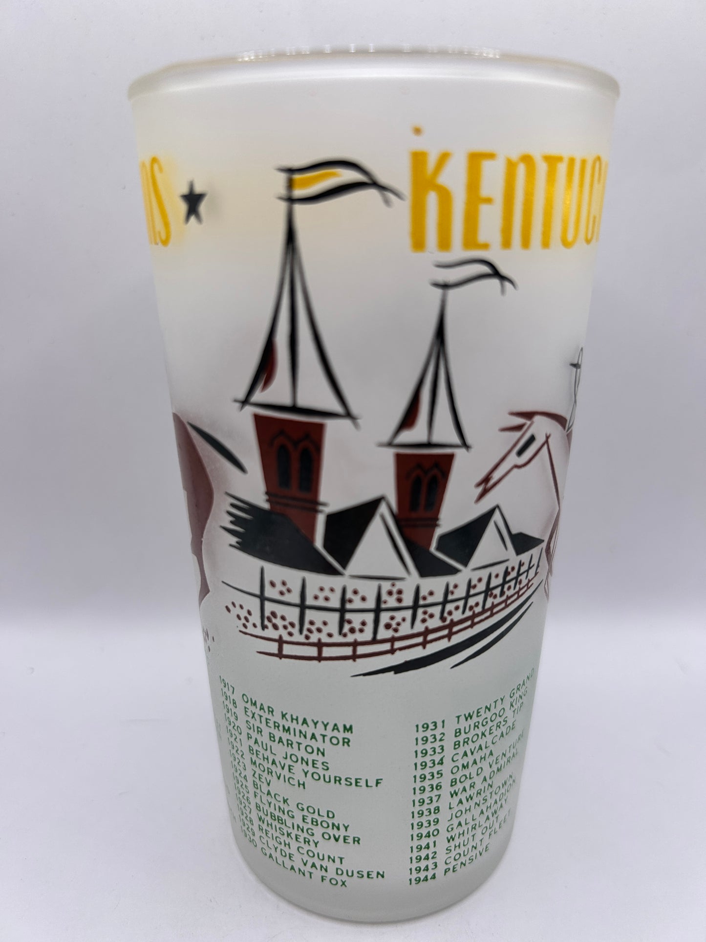 1956 Kentucky Derby Glass: 2 Stars, 2 Tails