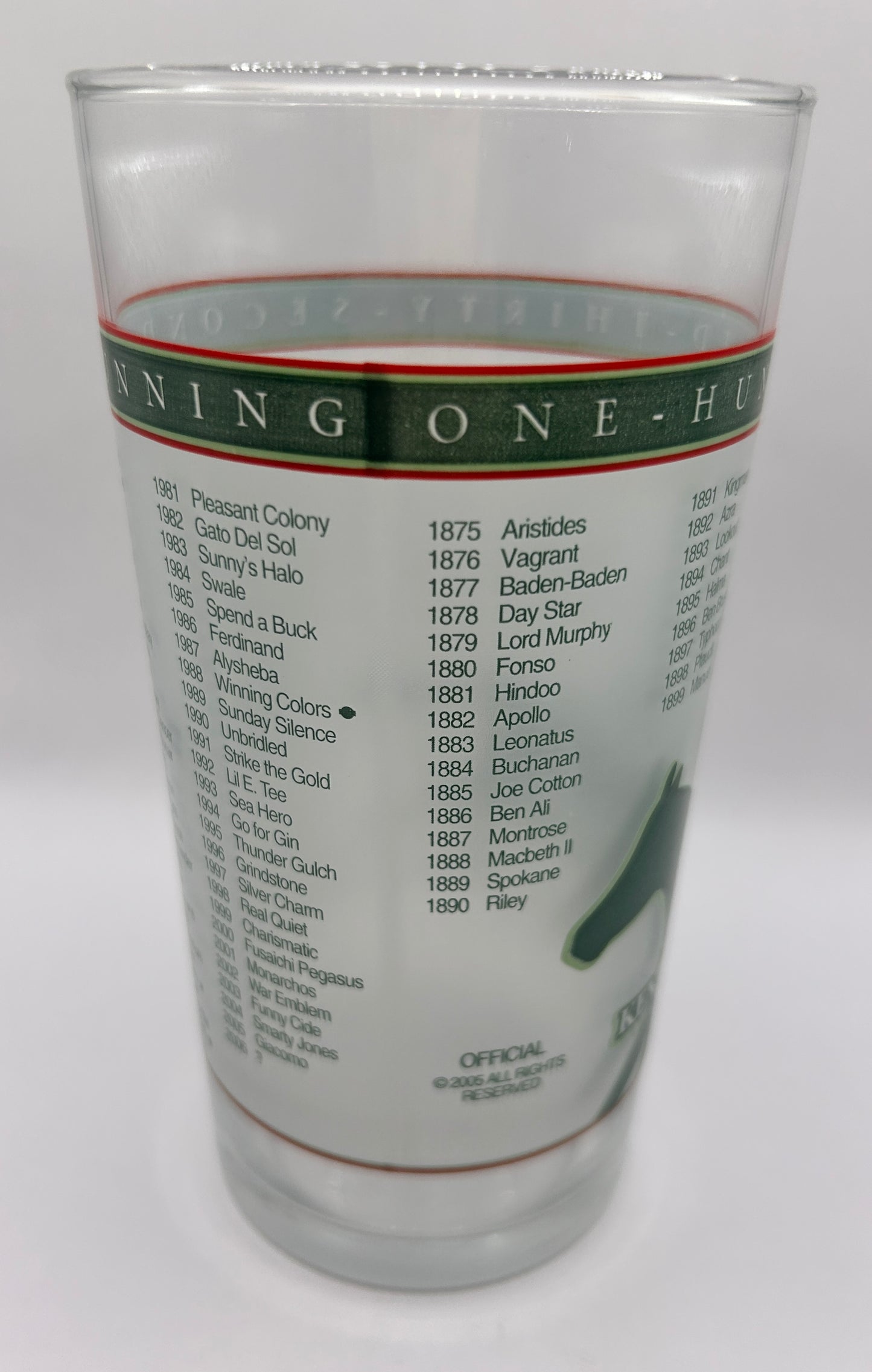 2006 Kentucky Derby Glass - Track Record