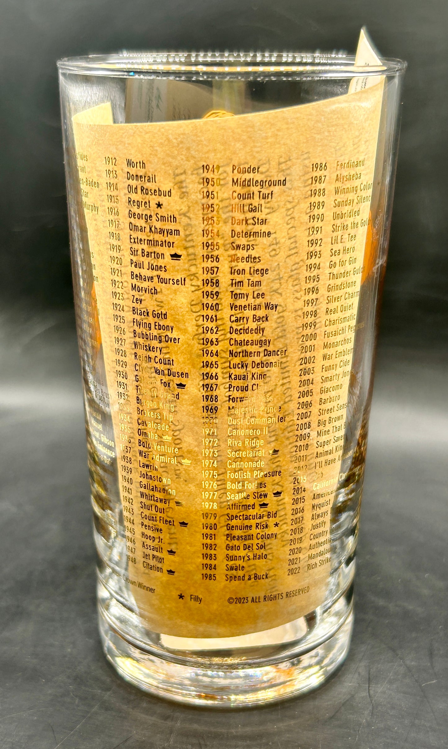 2023 Kentucky Derby Gold Glass