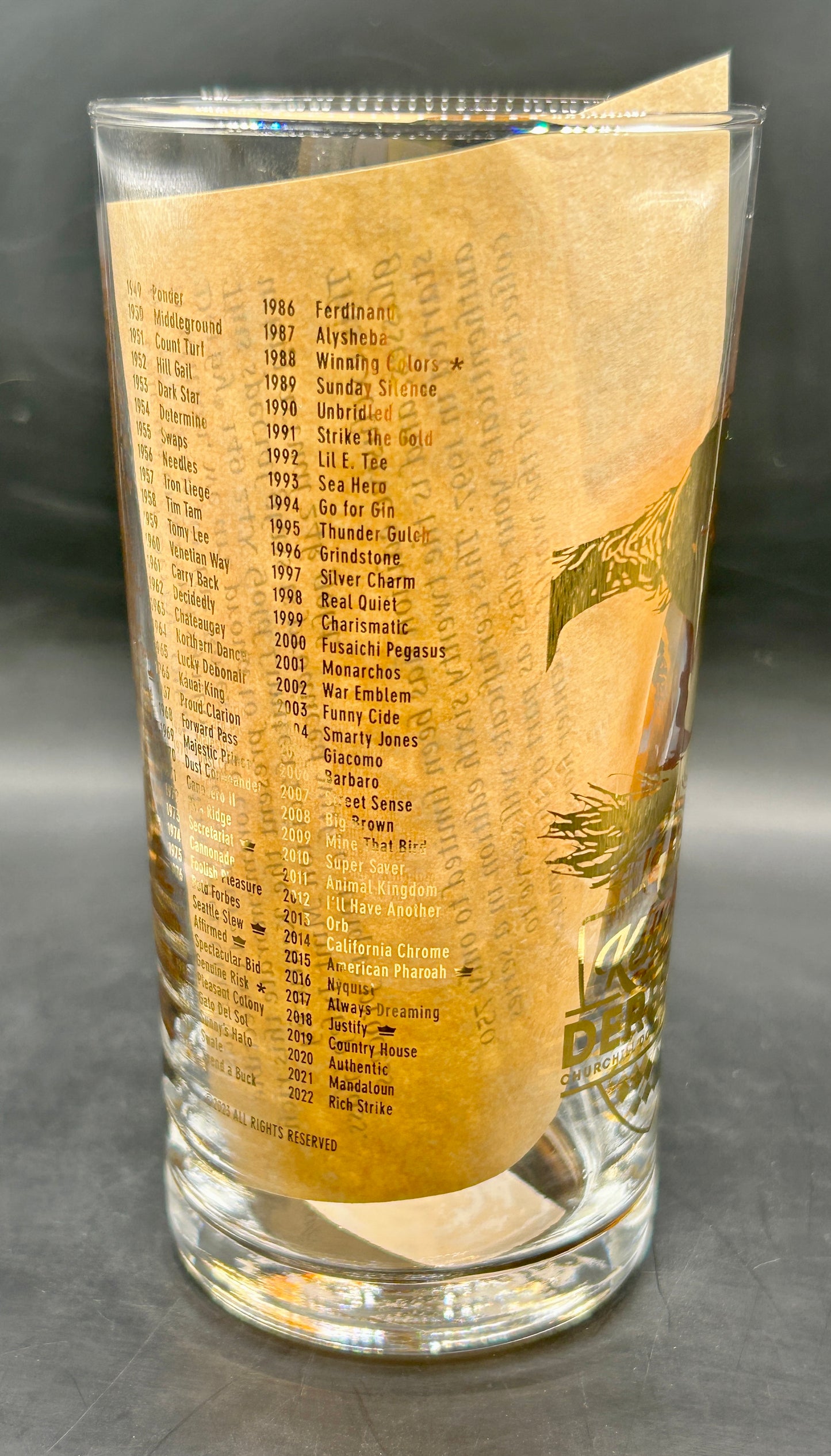 2023 Kentucky Derby Gold Glass