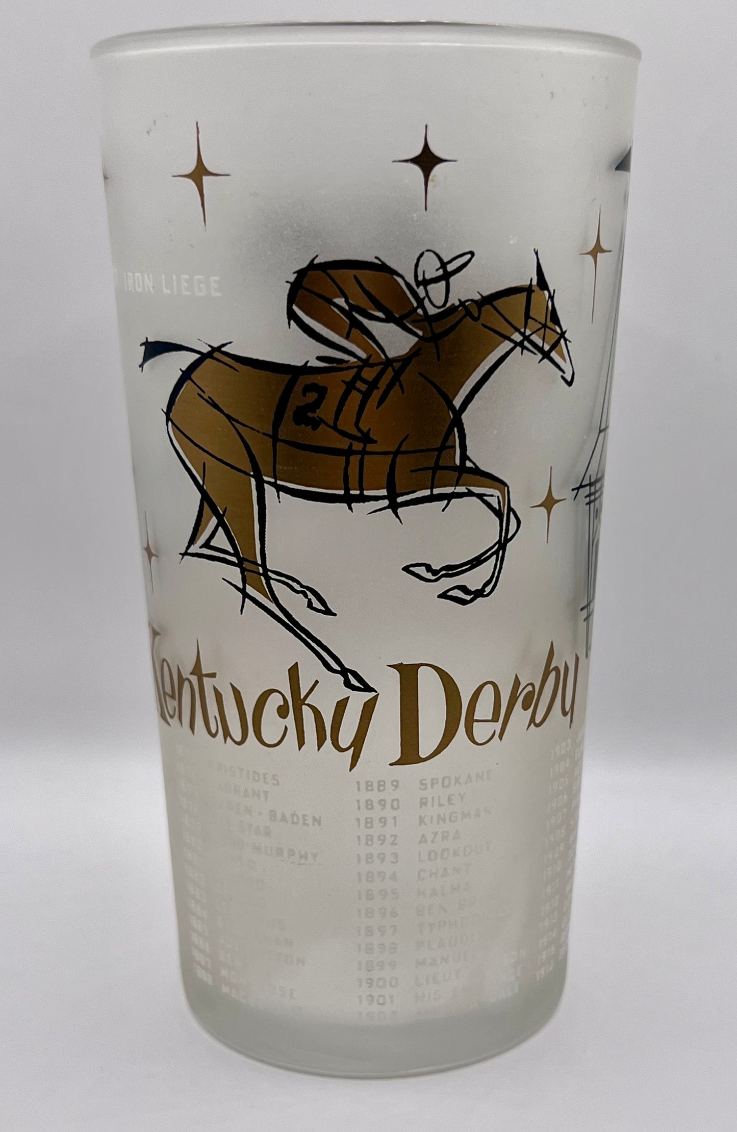 1958 Kentucky Derby Glass: Iron Liege