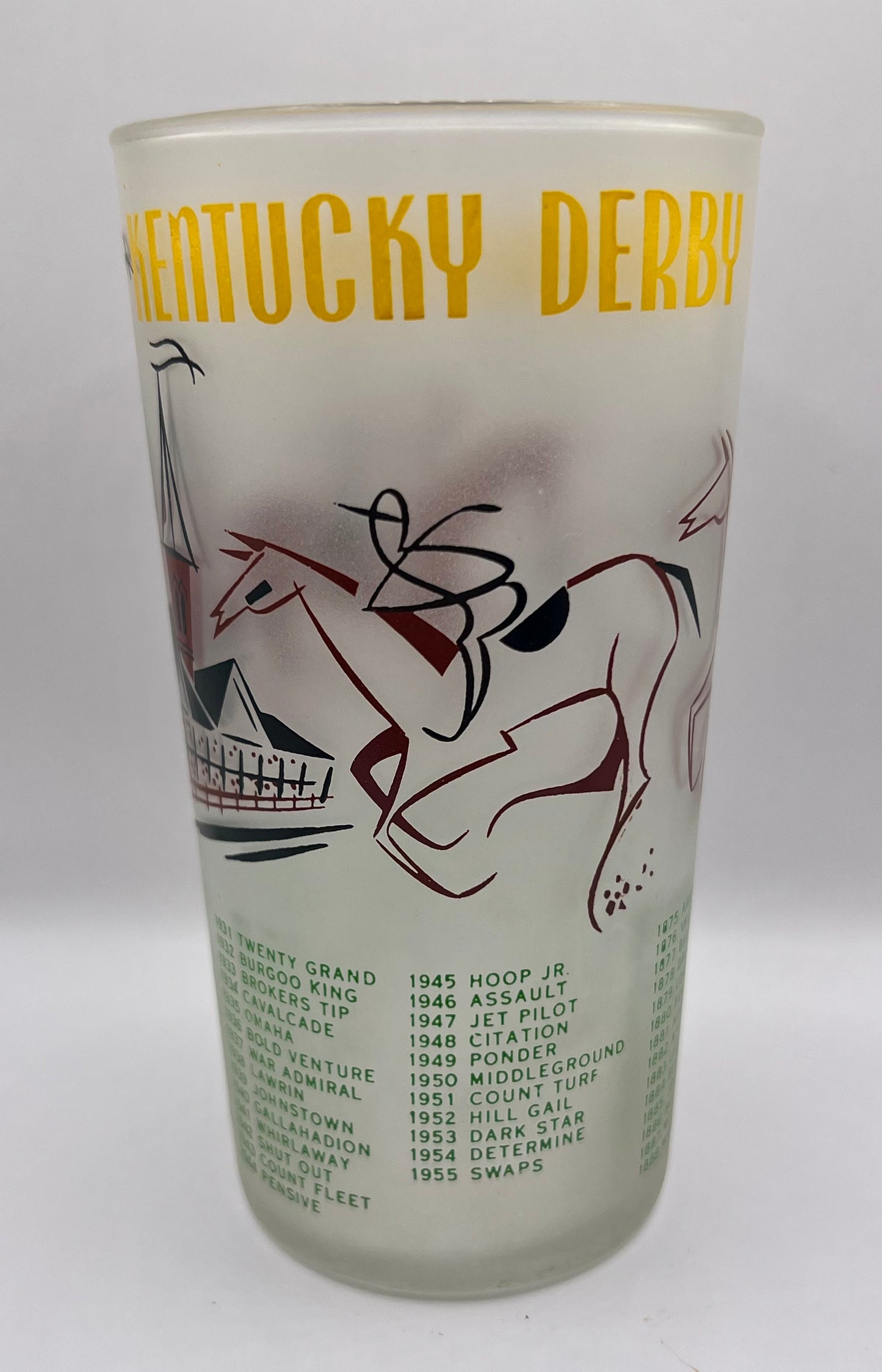 1956 Kentucky Derby Glass: Headless Jockey
