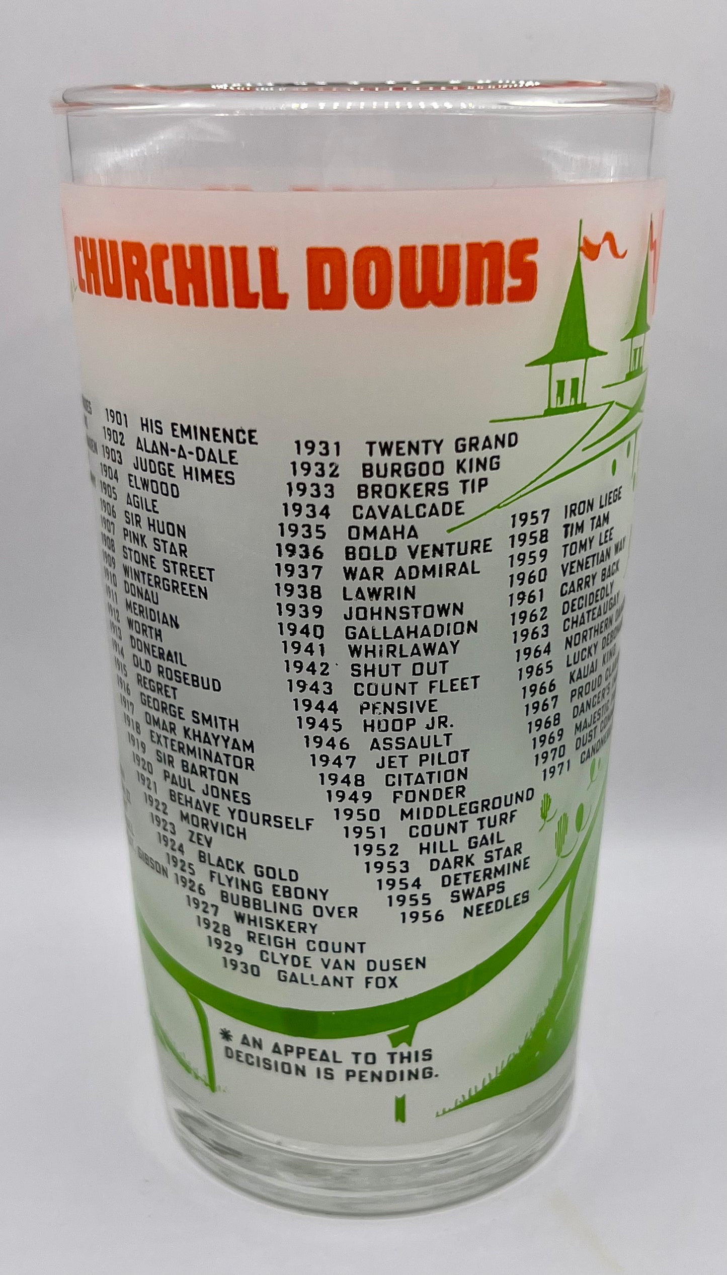 1972 Kentucky Derby Glass