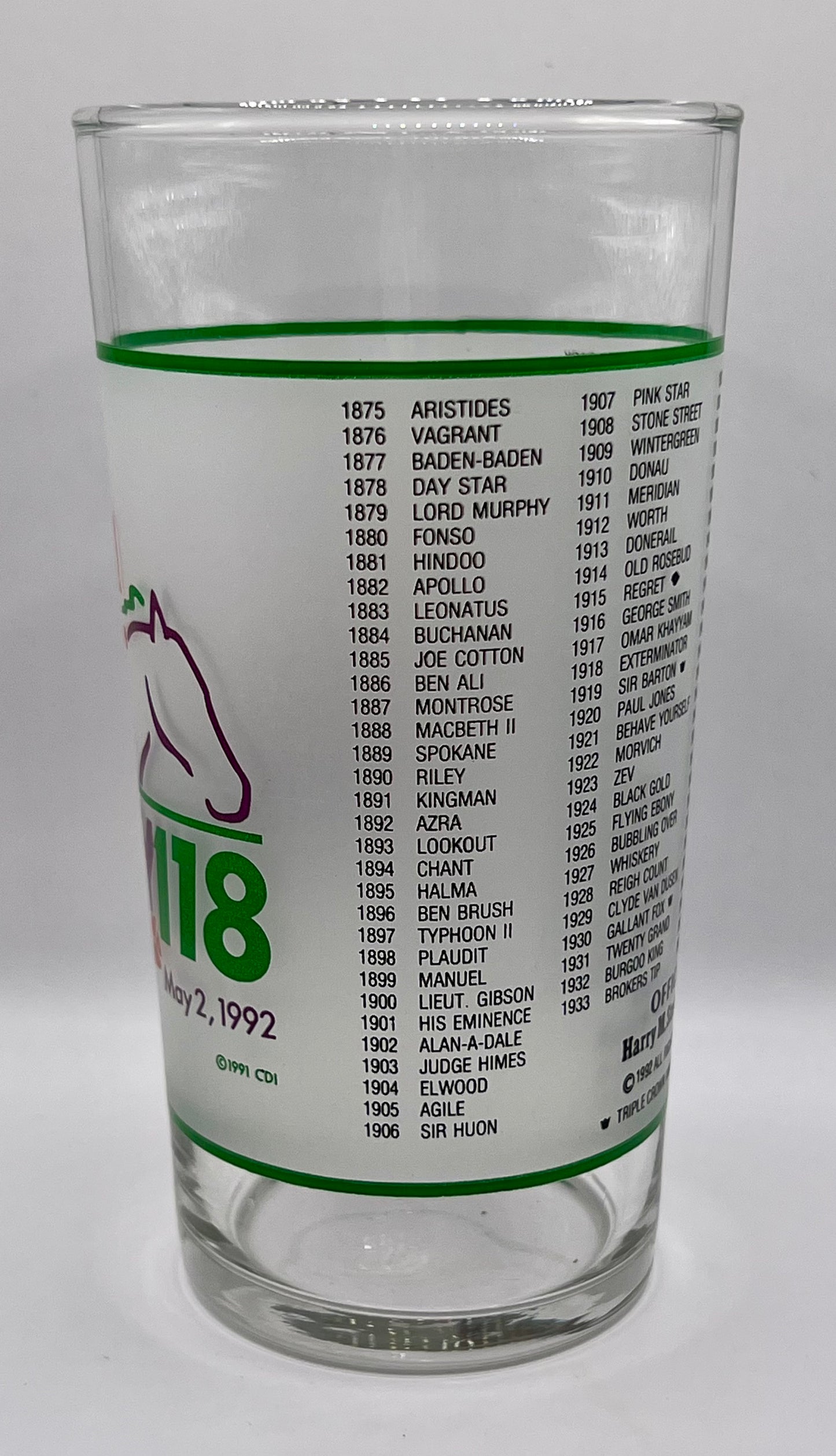 1992 Kentucky Derby Glass