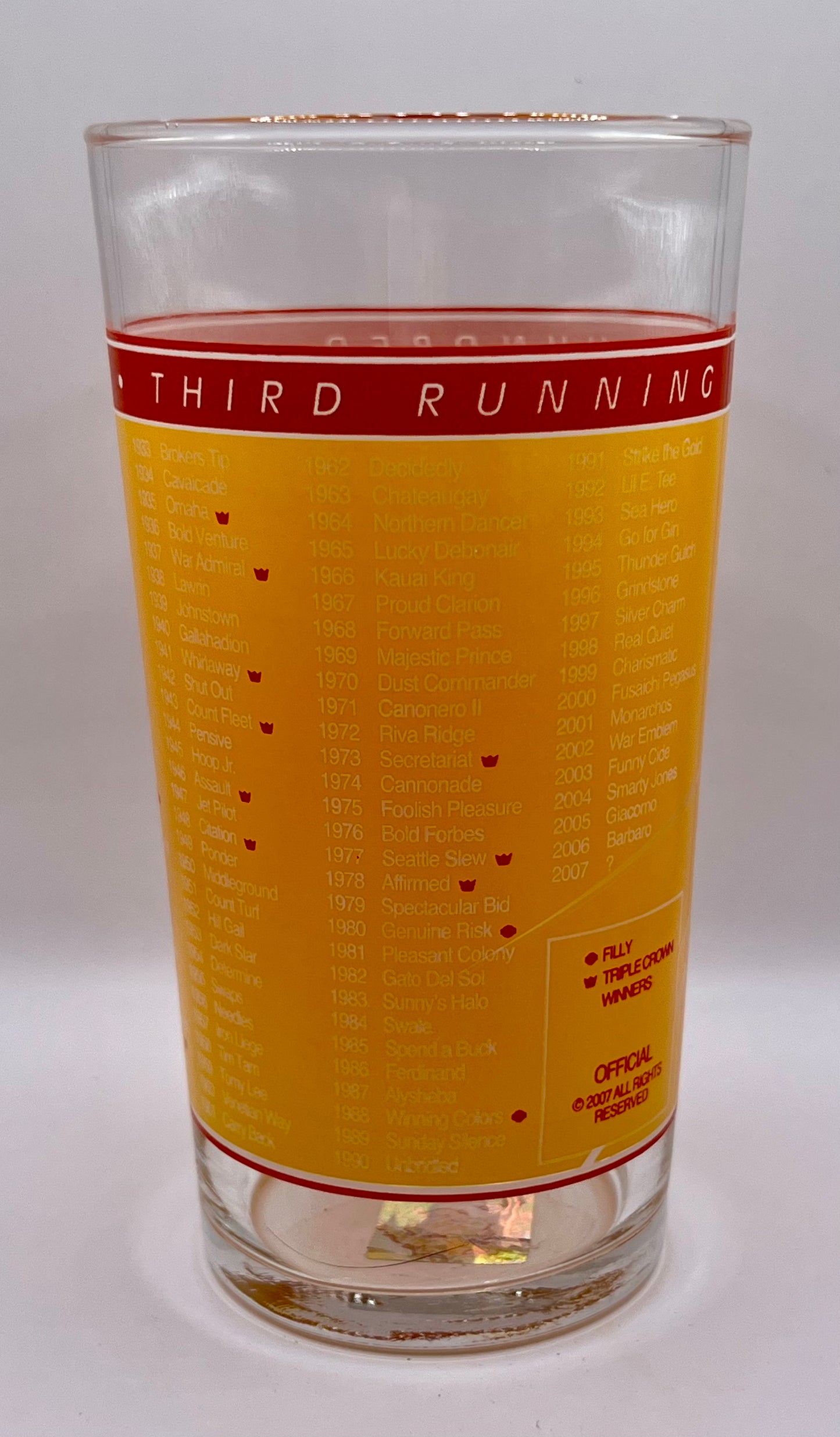 2007 Kentucky Derby Glass