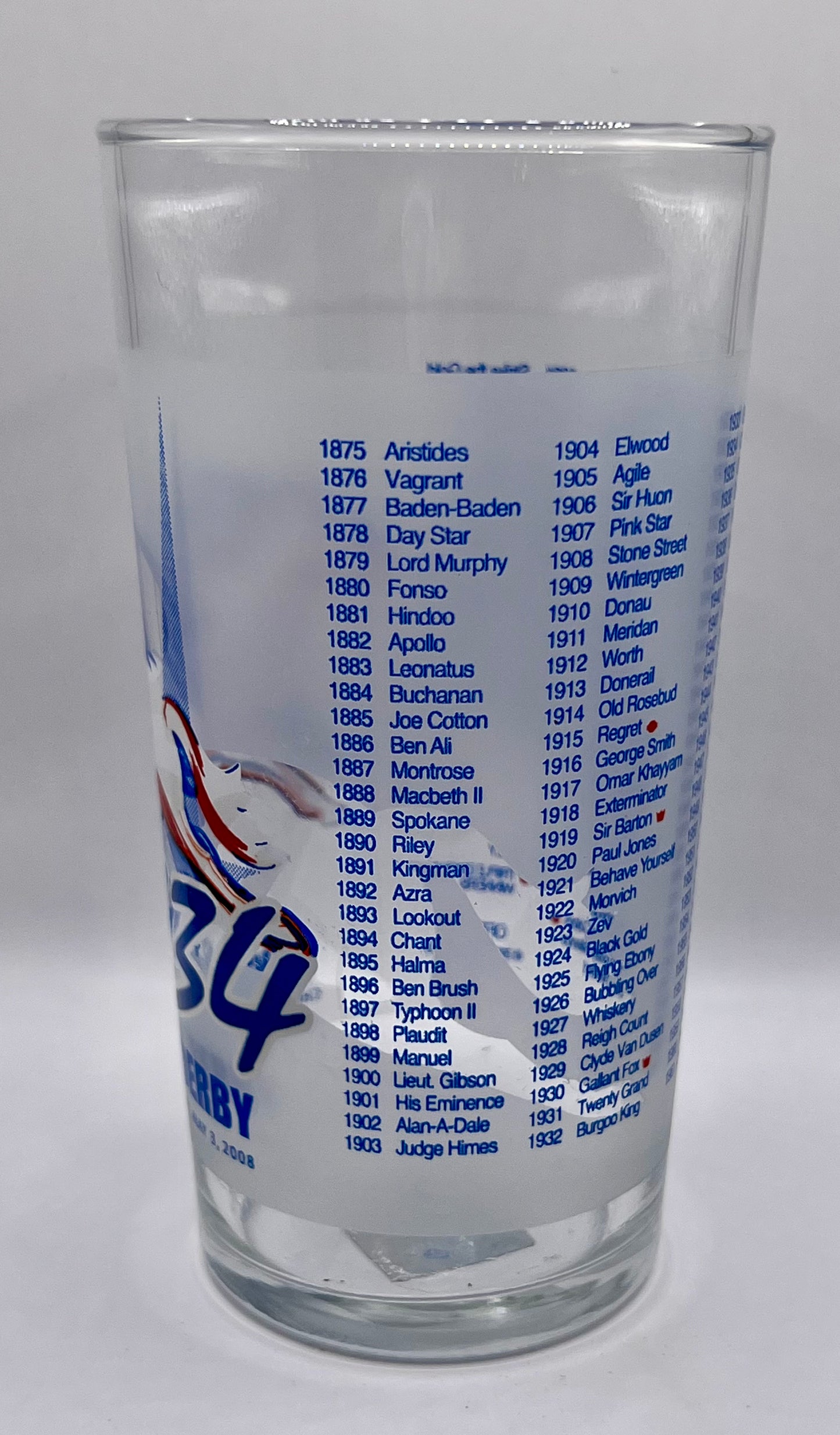 2008 Kentucky Derby Glass