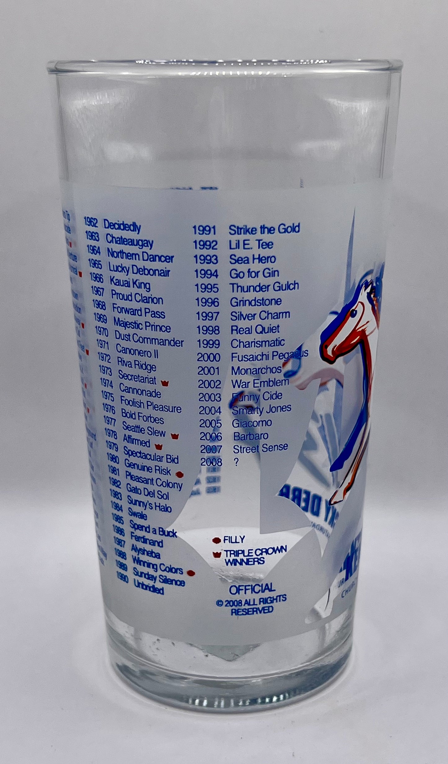 2008 Kentucky Derby Glass