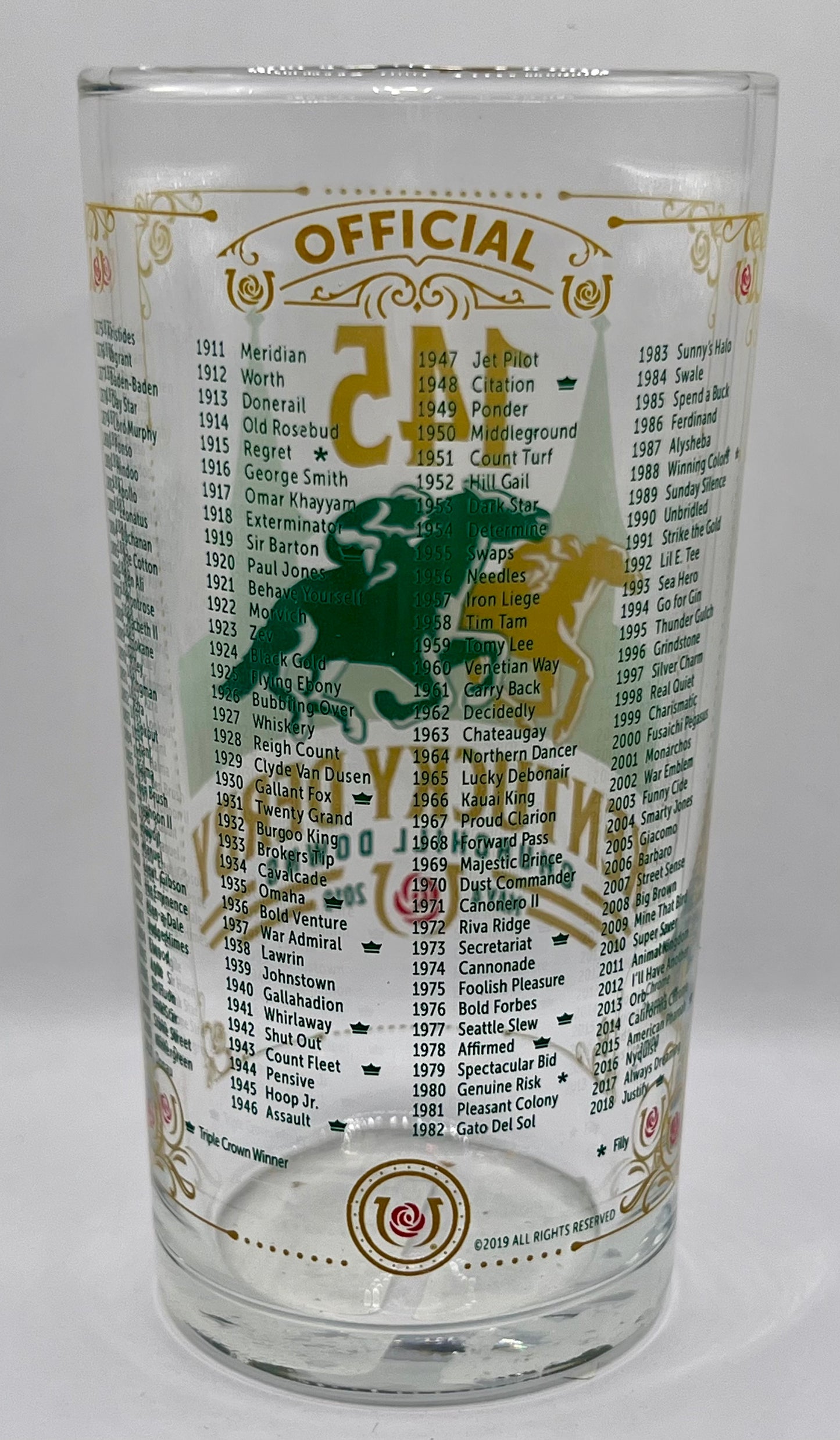 2019 Kentucky Derby Glass