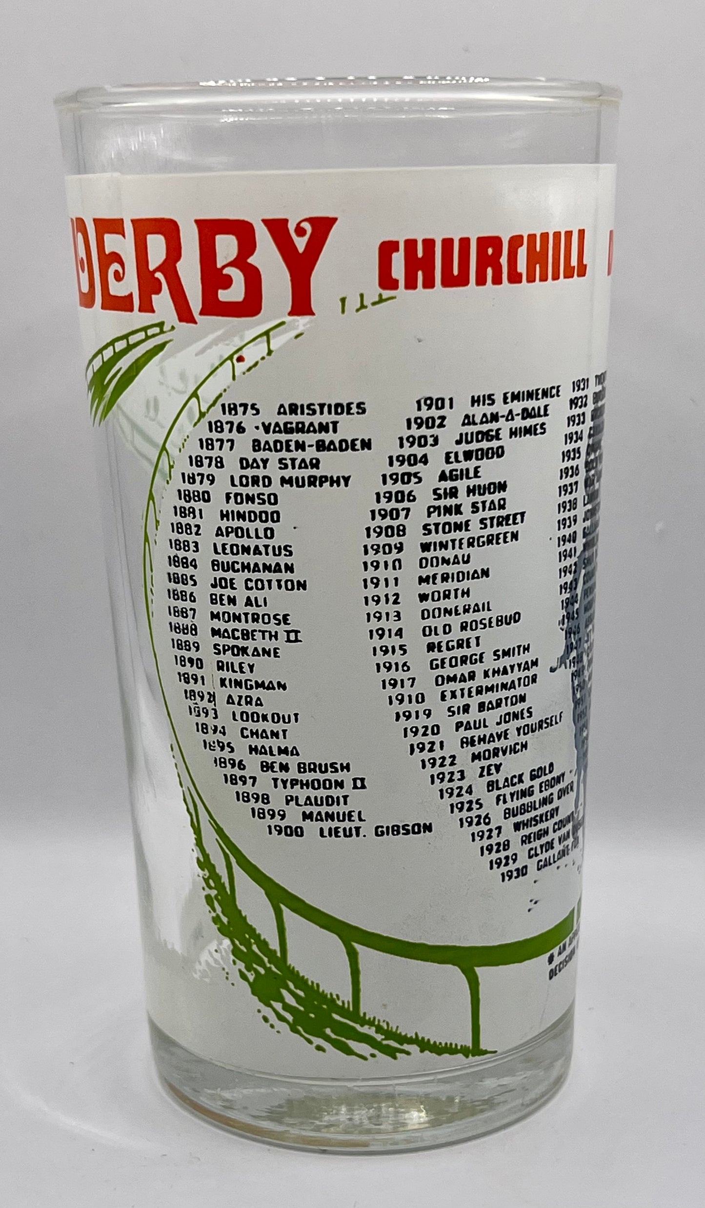 1982 Unofficial Kentucky Derby BAR Glass
