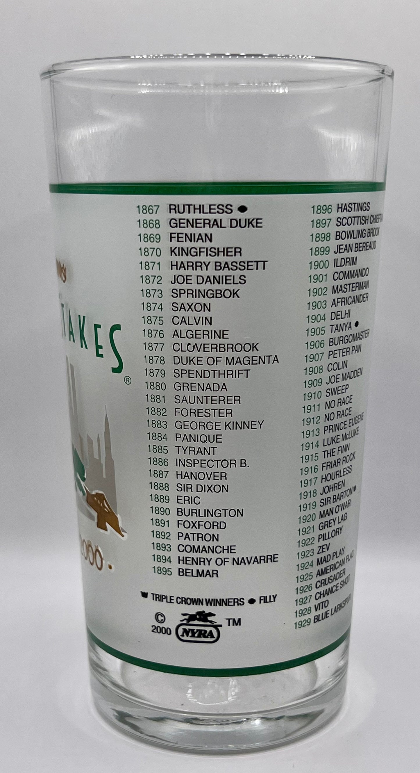 2000 Belmont Stakes Glass