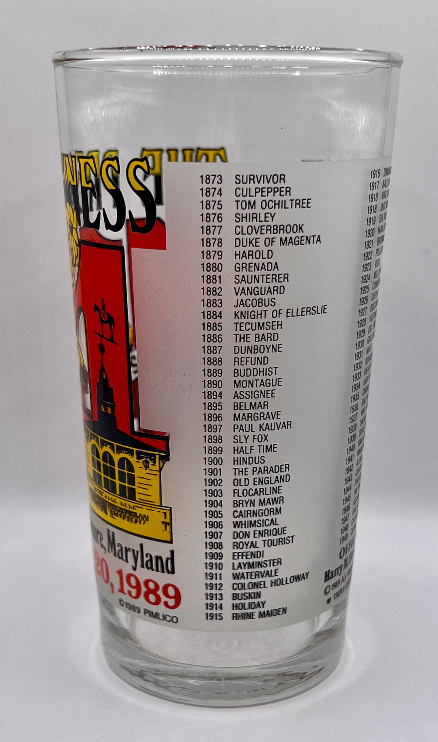 1989 Preakness Stakes Glass