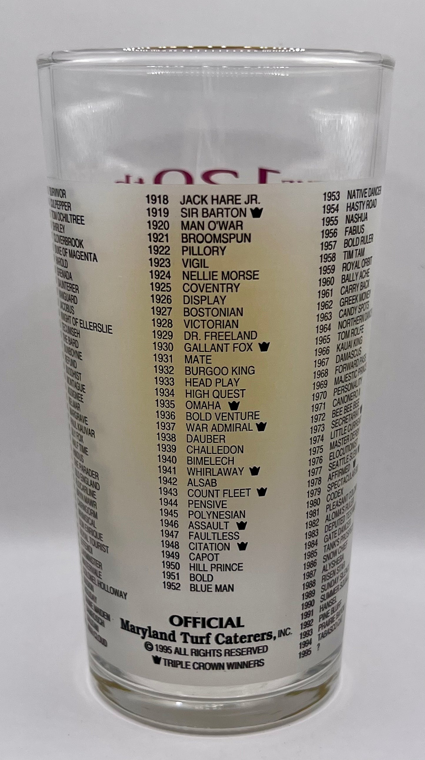 1995 Preakness Stakes Glass