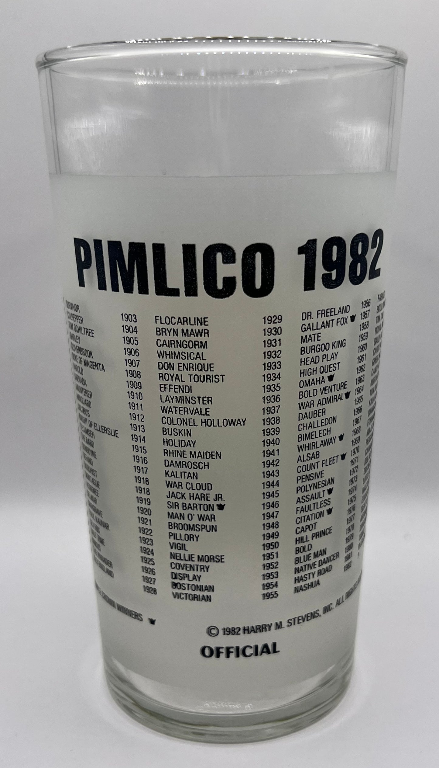 1982 Preakness Stakes Glass