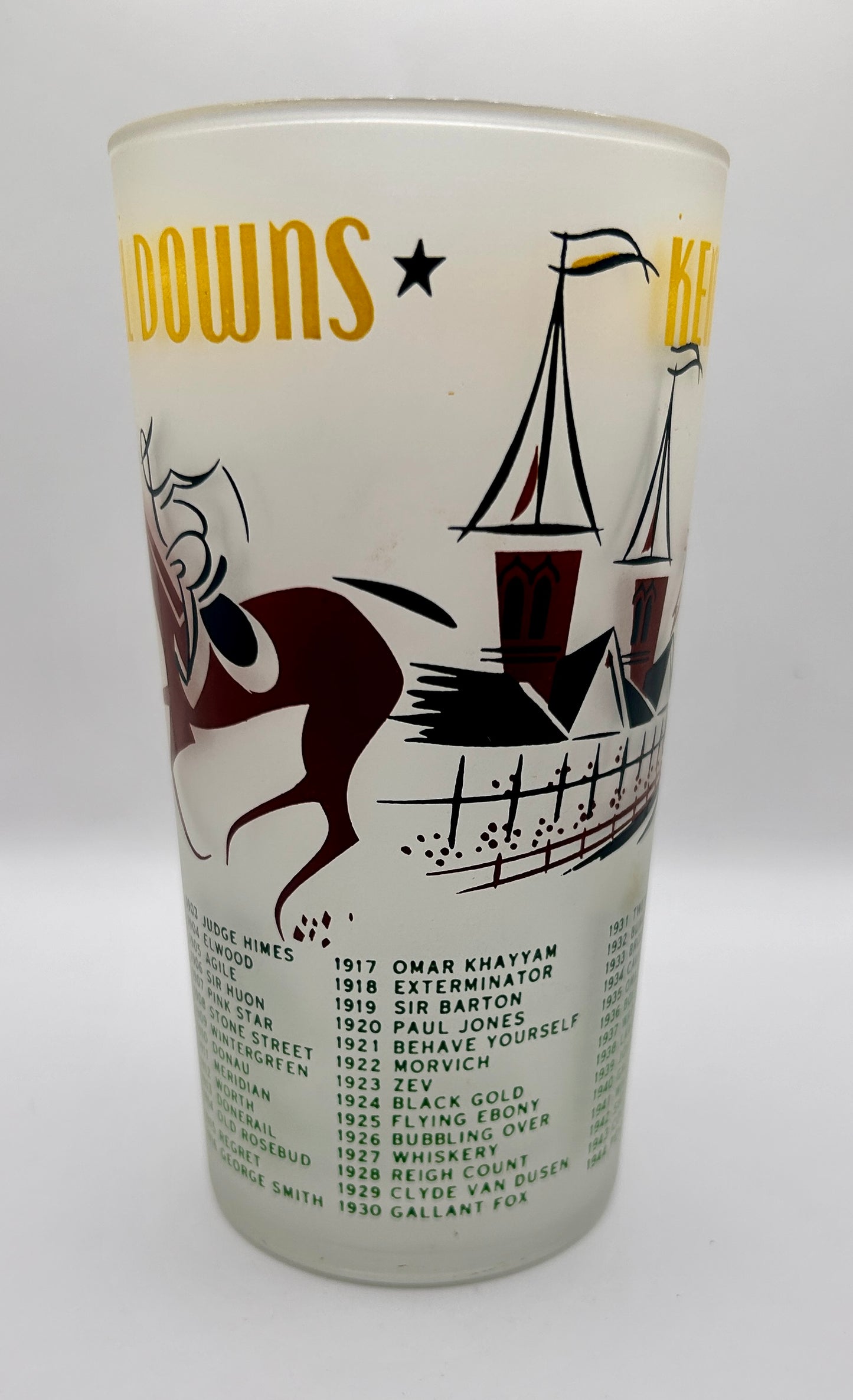 1956 Kentucky Derby Glass: 1 Star, 3 Tails