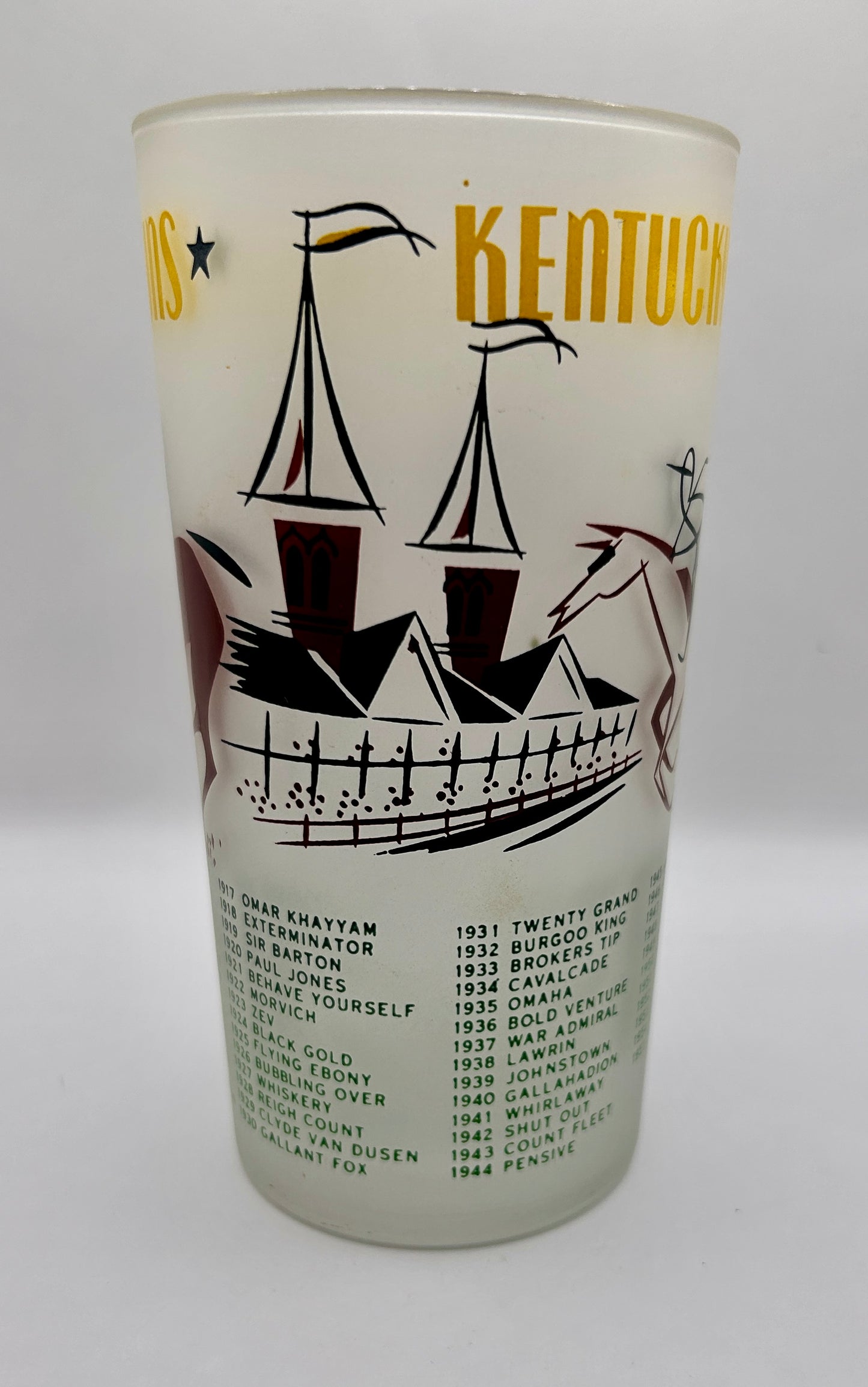 1956 Kentucky Derby Glass: 1 Star, 3 Tails