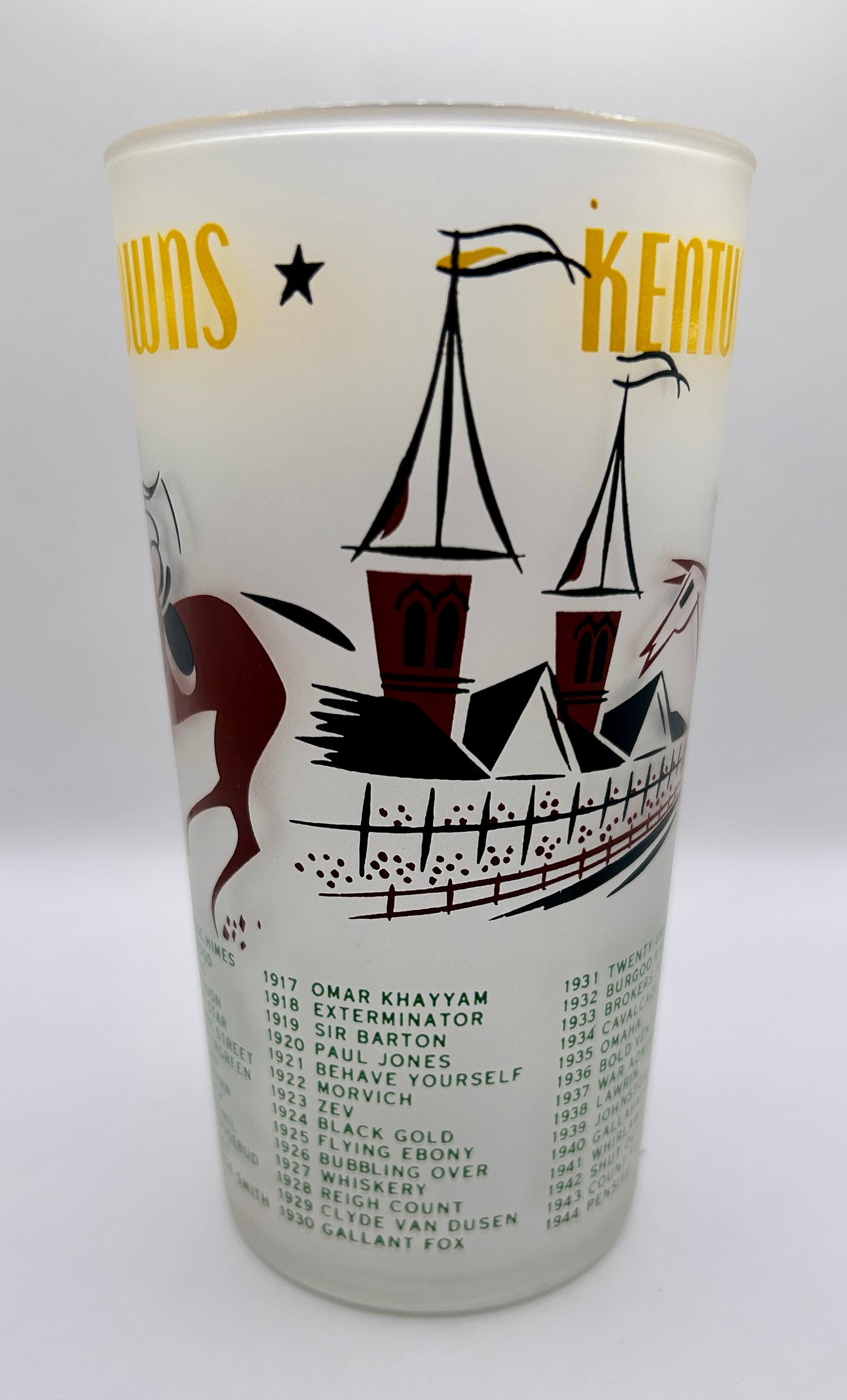 1956 Kentucky Derby Glass: 1 Star, 3 Tails