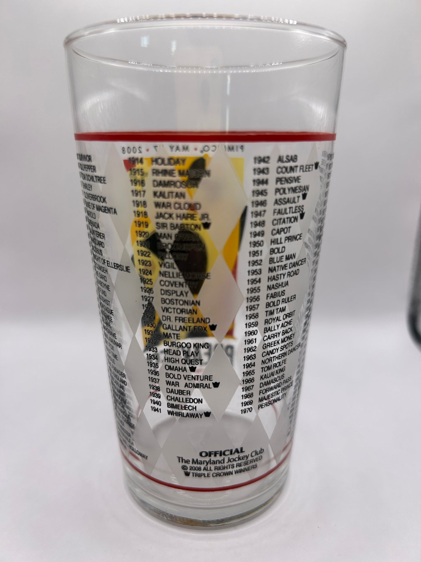 2008 Preakness Stakes Glass