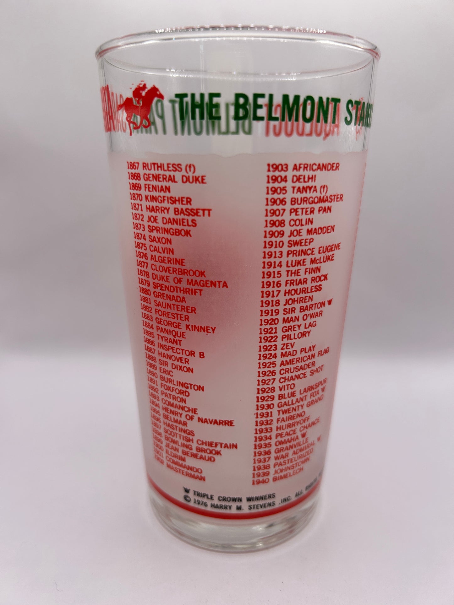 1976 Belmont Stakes Glass