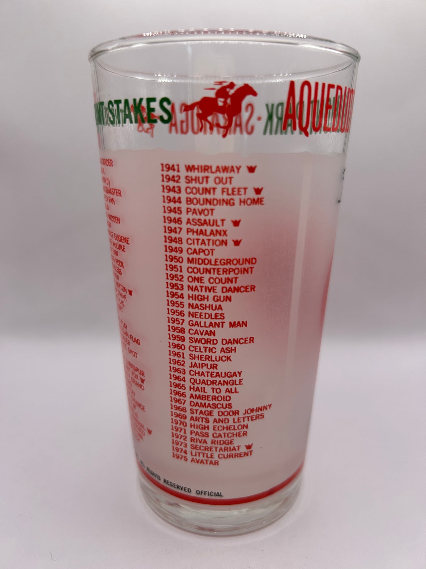 1976 Belmont Stakes Glass