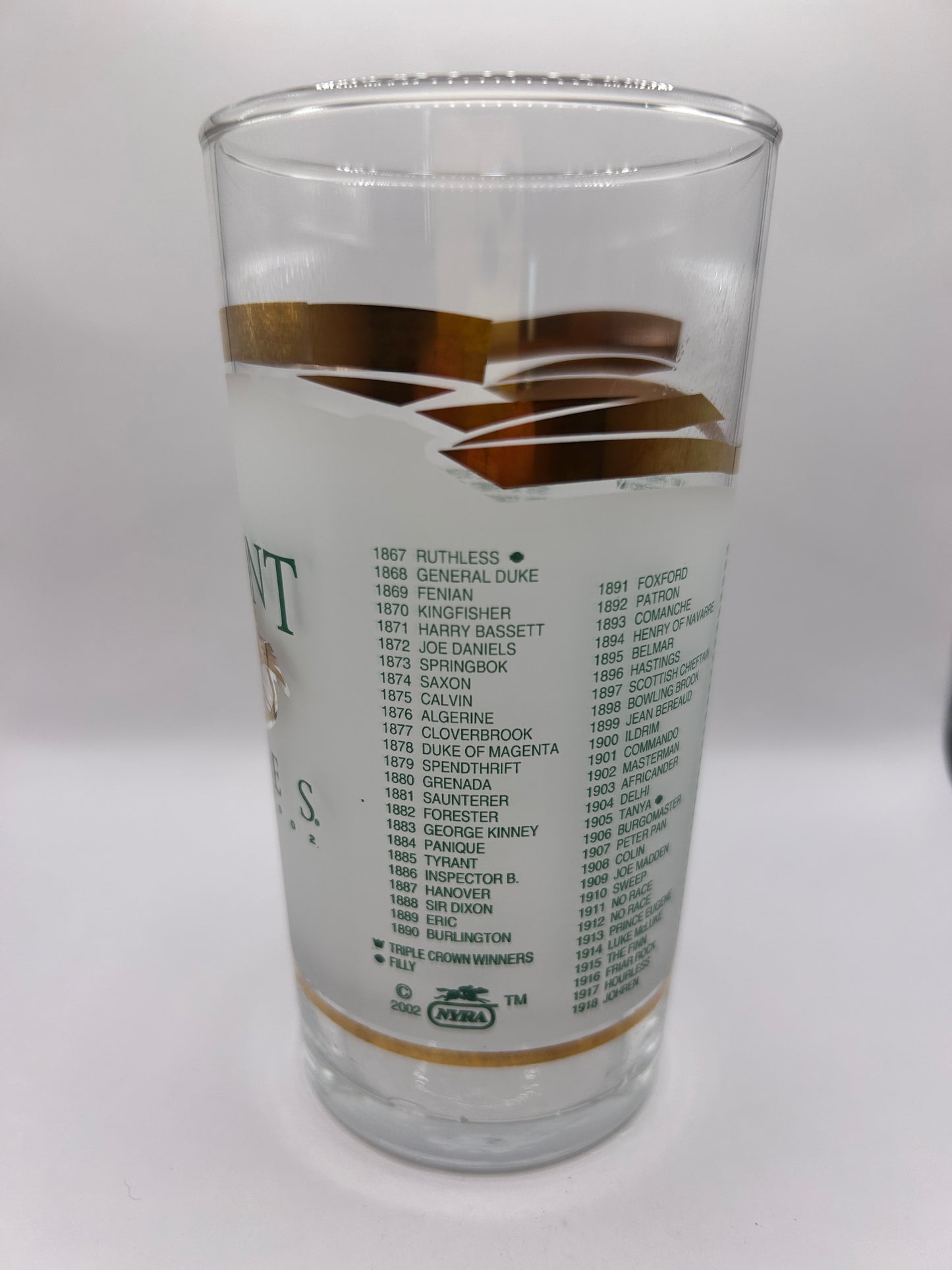 2002 Belmont Stakes Glass