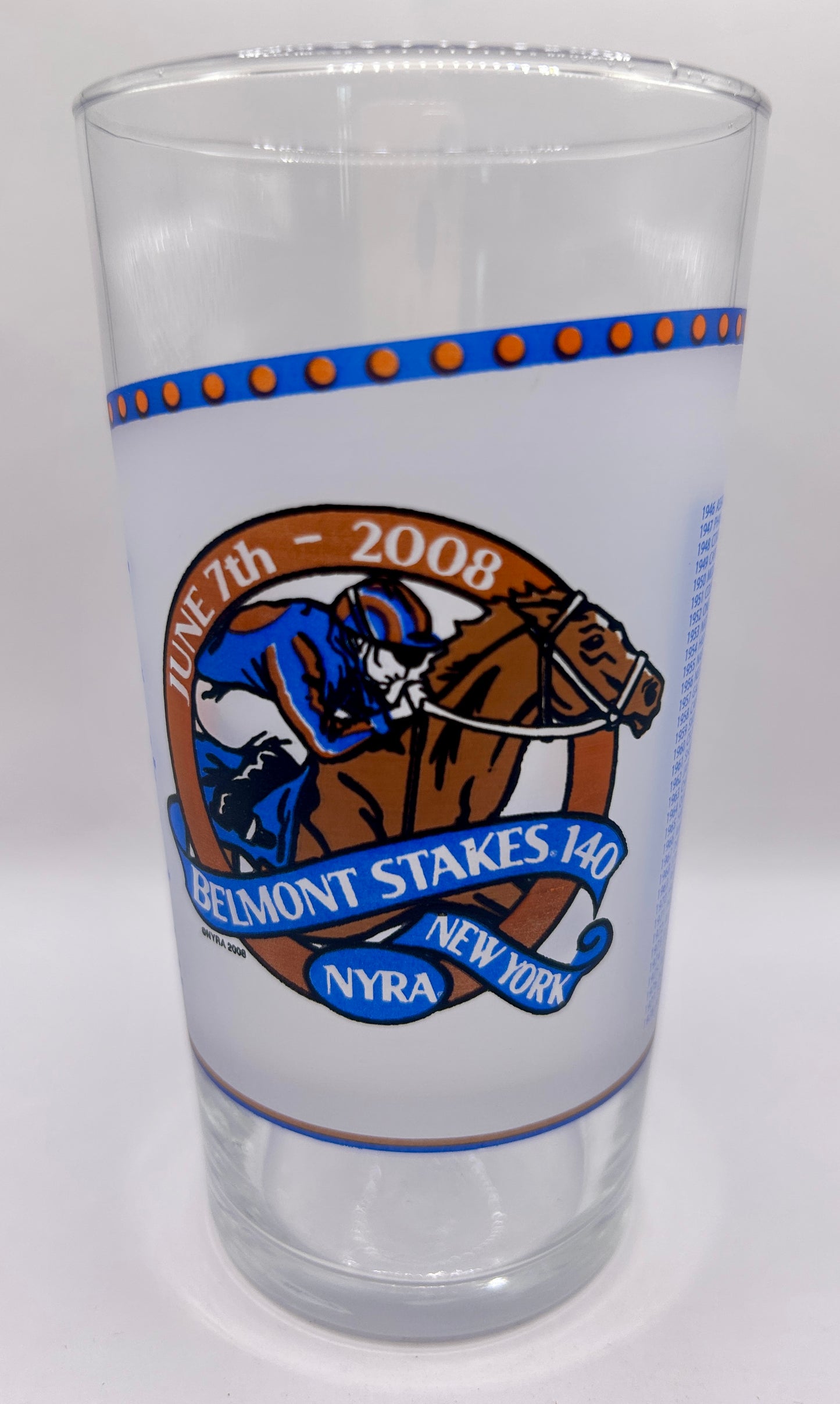 2008 Belmont Stakes Glass