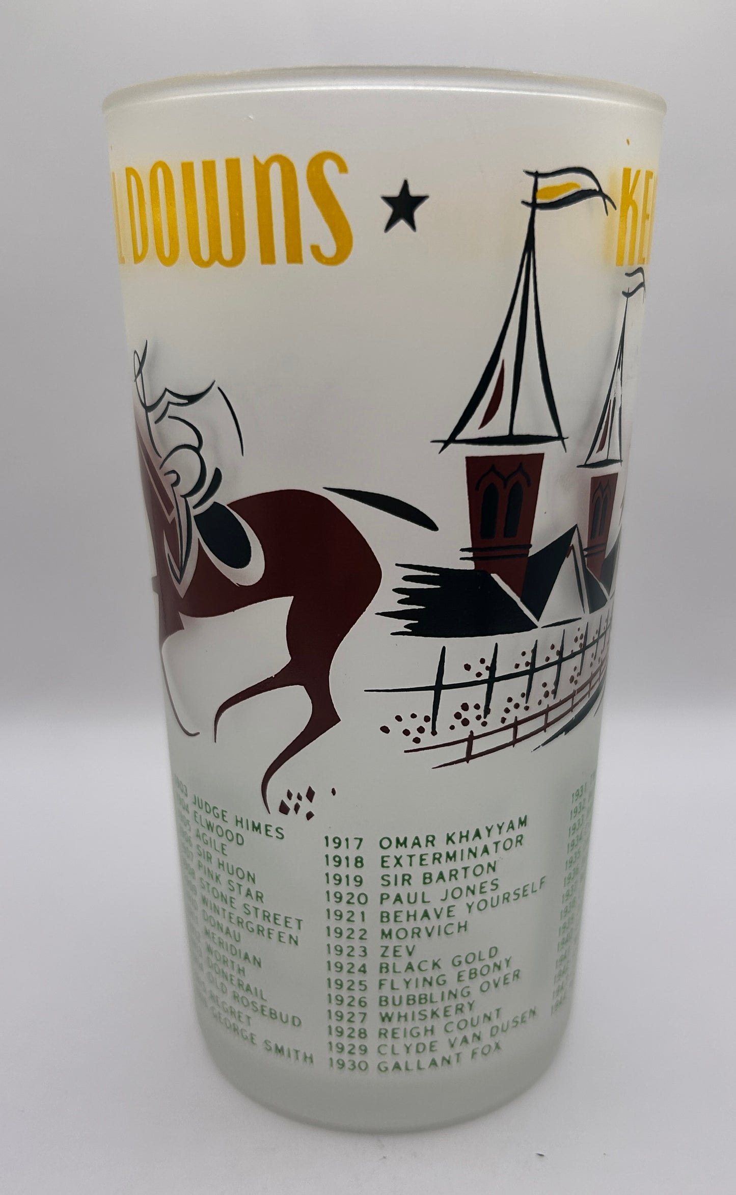 1956 Kentucky Derby Glass: 1 Stars, 2 Tails