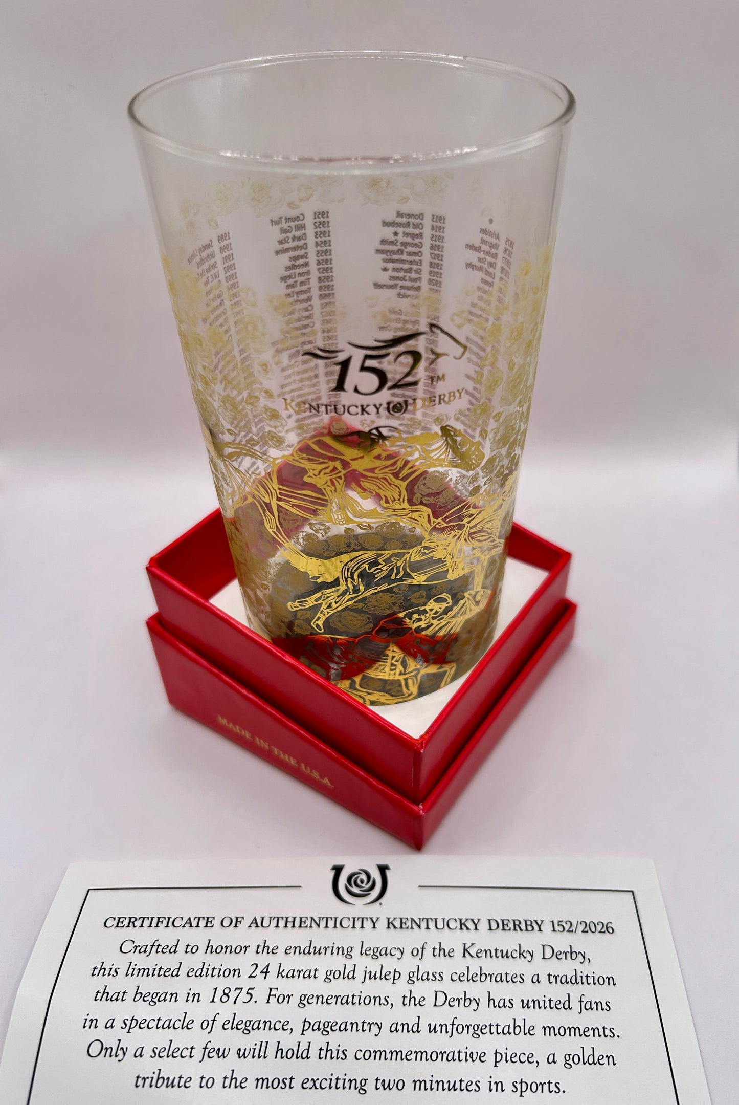 2026, 152nd Kentucky Derby Gold Glass