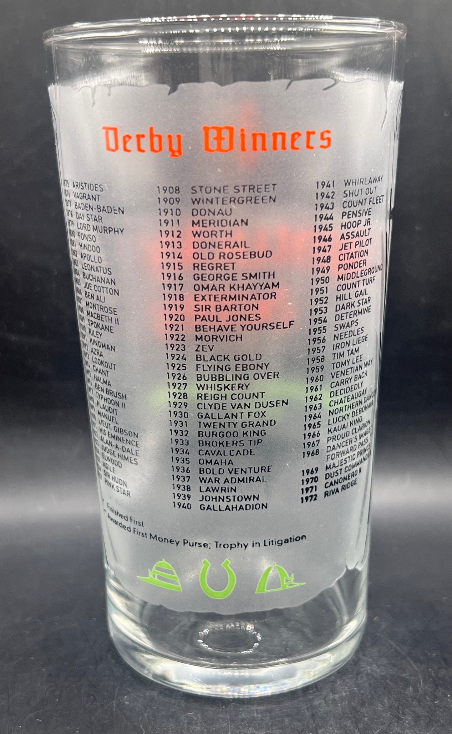 1973 Kentucky Derby Glass - Movie Prop Reproduction