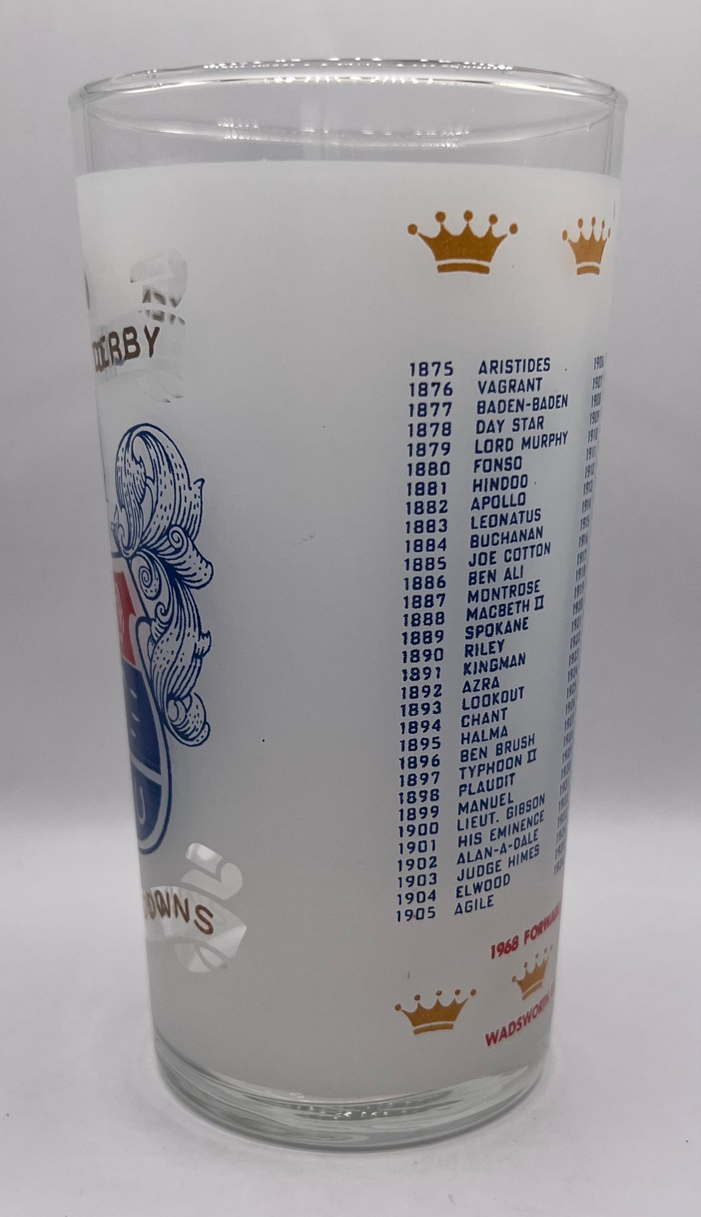 1968 Kentucky Derby Glass - Wadsworth Electric