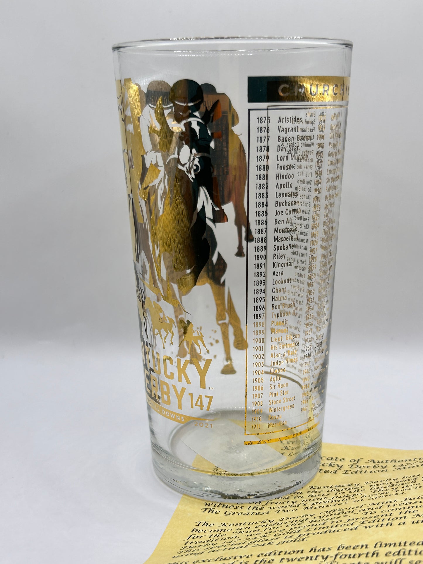 2021 Kentucky Derby Gold Glass