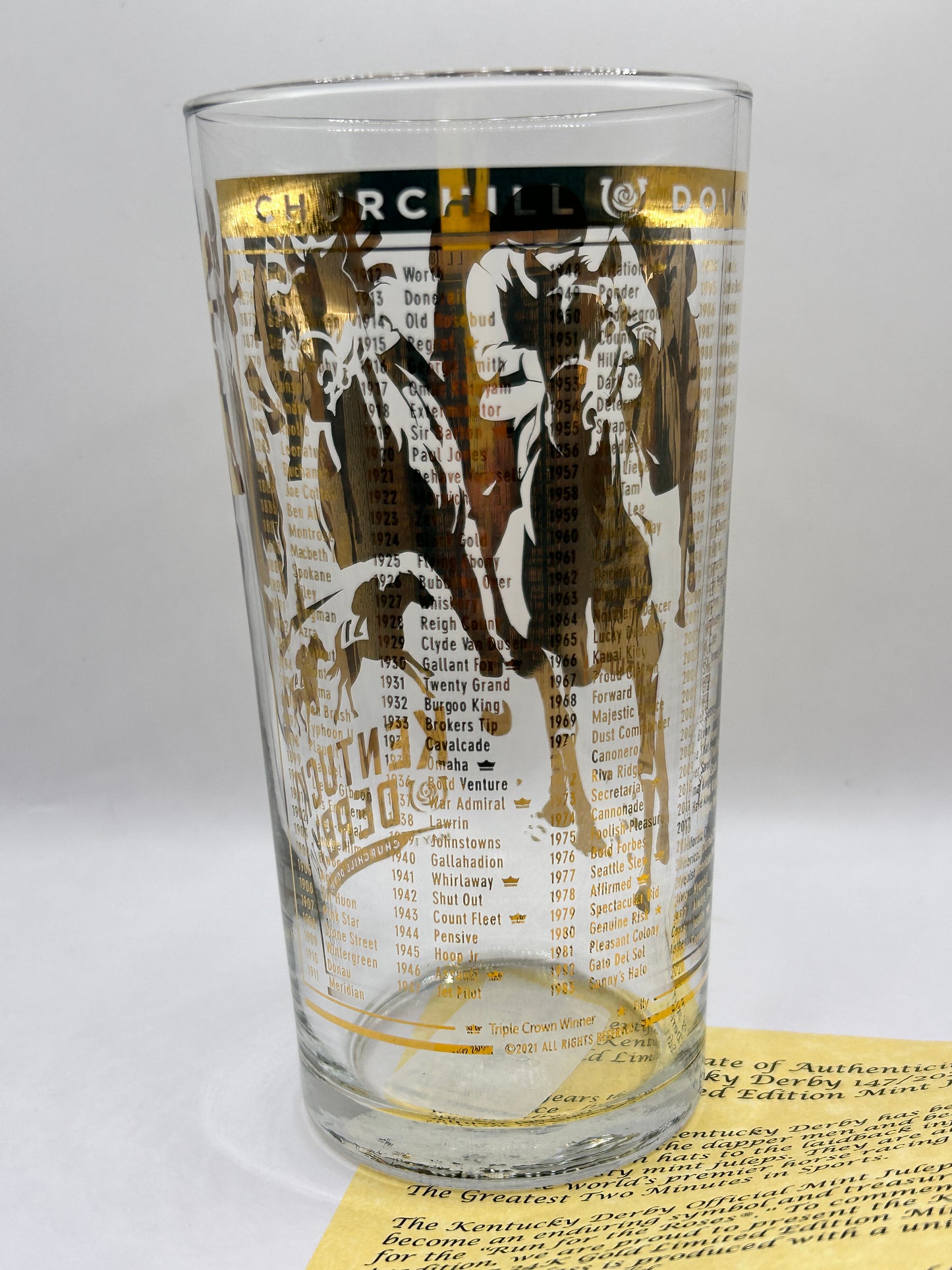 2021 Kentucky Derby Gold Glass
