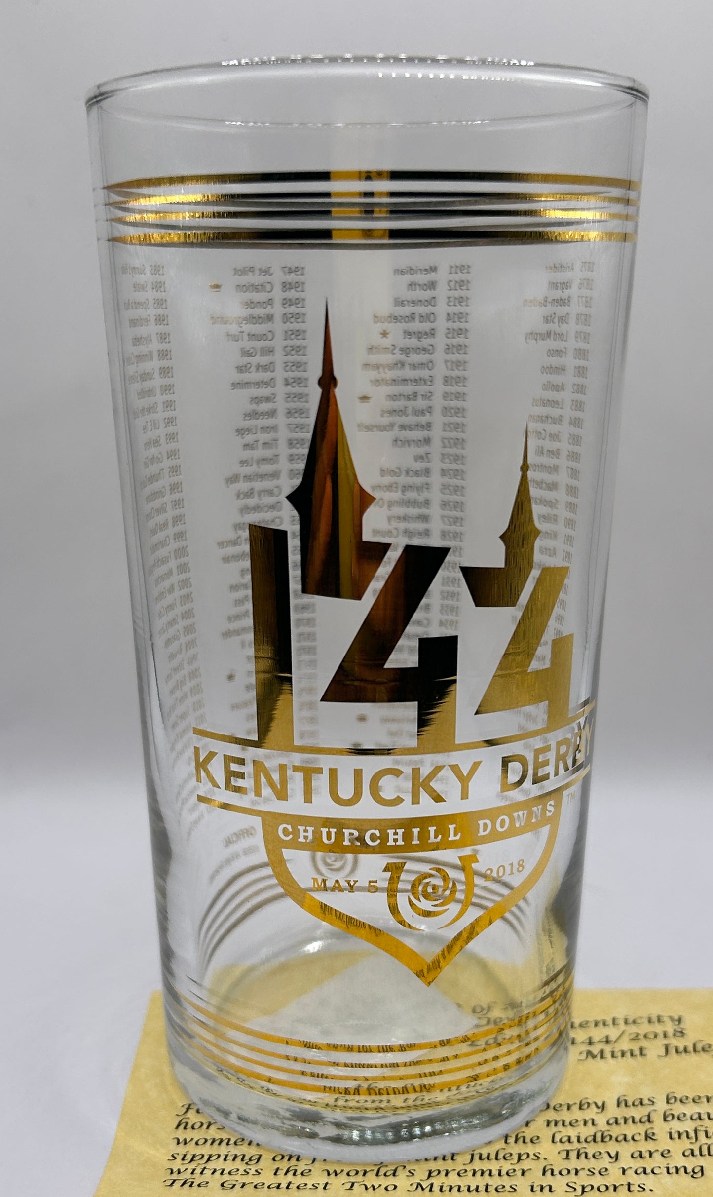 2018 Kentucky Derby Gold Glass