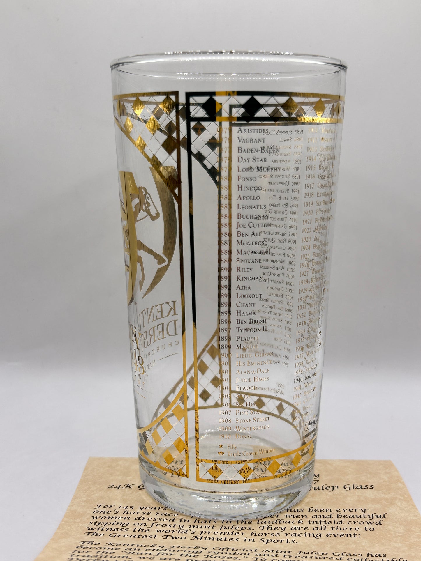 2017 Kentucky Derby Gold Glass