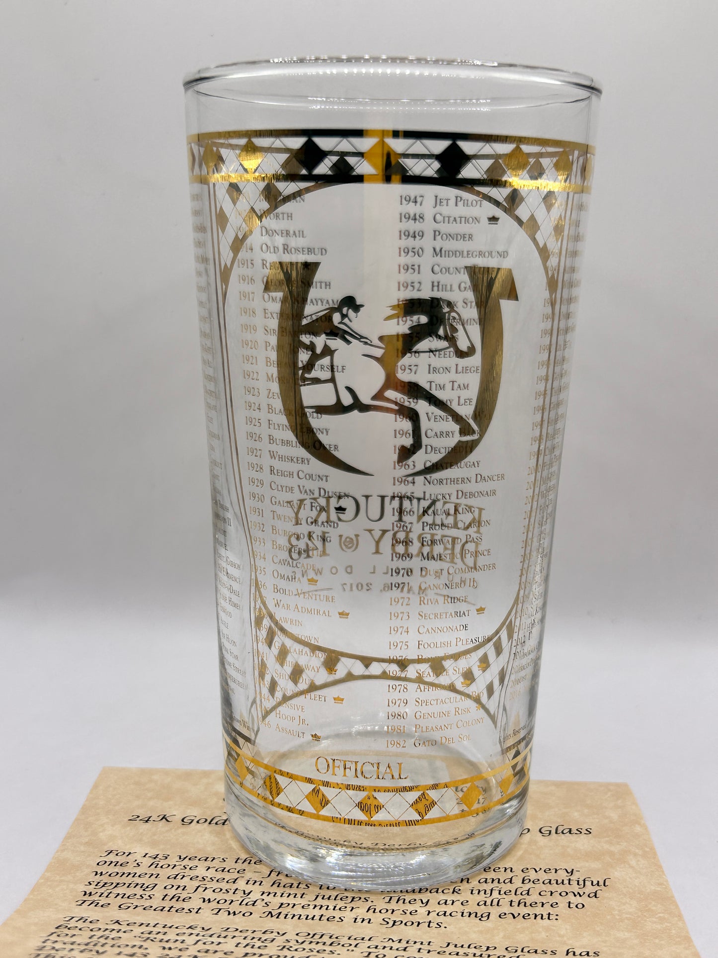 2017 Kentucky Derby Gold Glass
