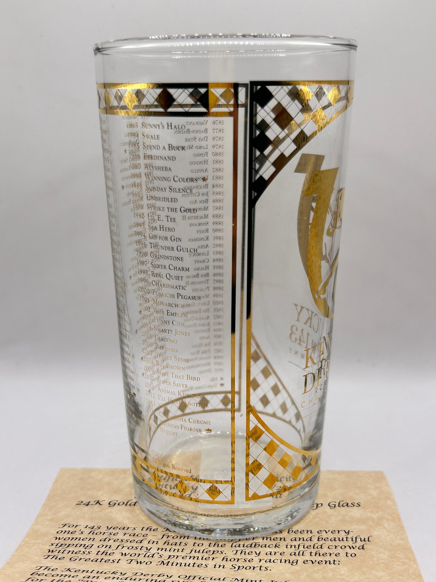2017 Kentucky Derby Gold Glass