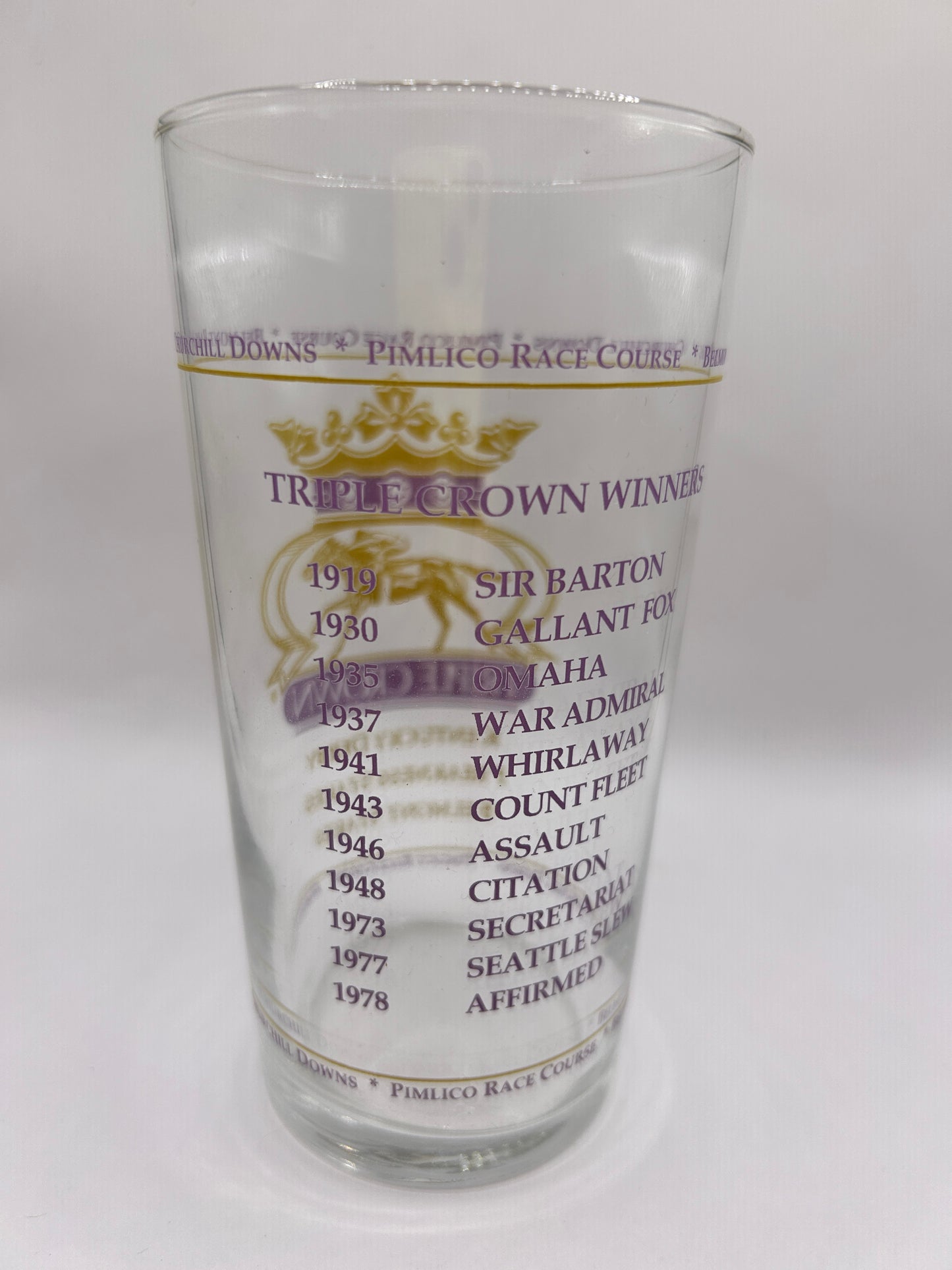 Unofficial Triple Crown Winner BAR Glass