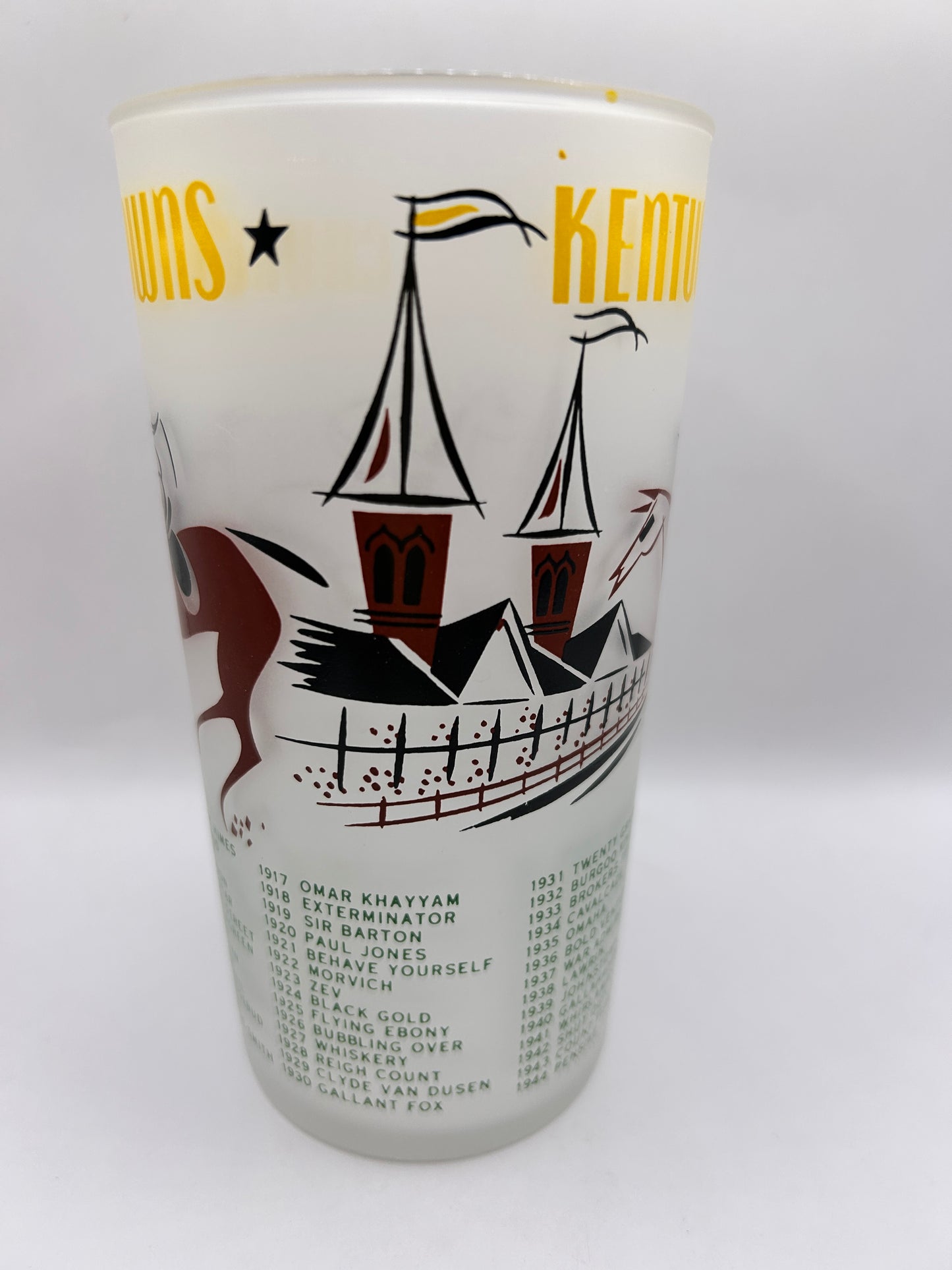 1956 Kentucky Derby Glass: 1 Stars, 2 Tails