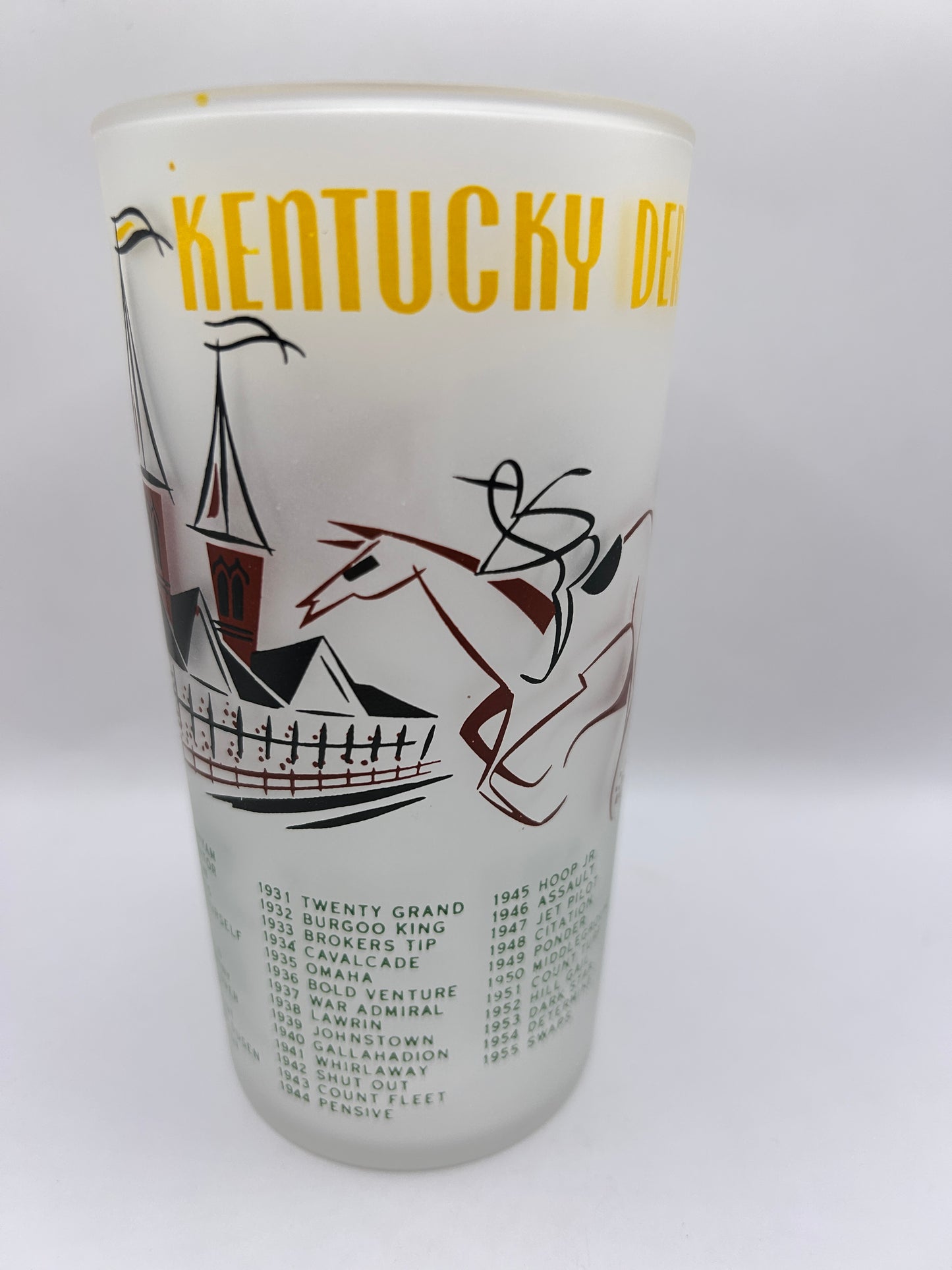 1956 Kentucky Derby Glass: 1 Stars, 2 Tails